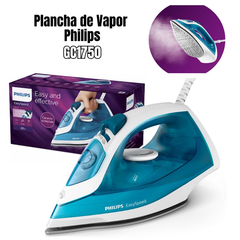 PHILIPS - Plancha de Vapor Philips EasySpeed GC1750