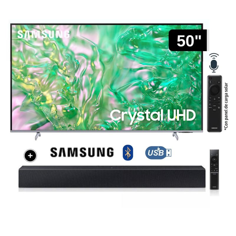 SAMSUNG - Televisor Samsung LED Smart TV 50 Crystal UHD 4K- UN50DU8200GXPE + Soundbar HW C400