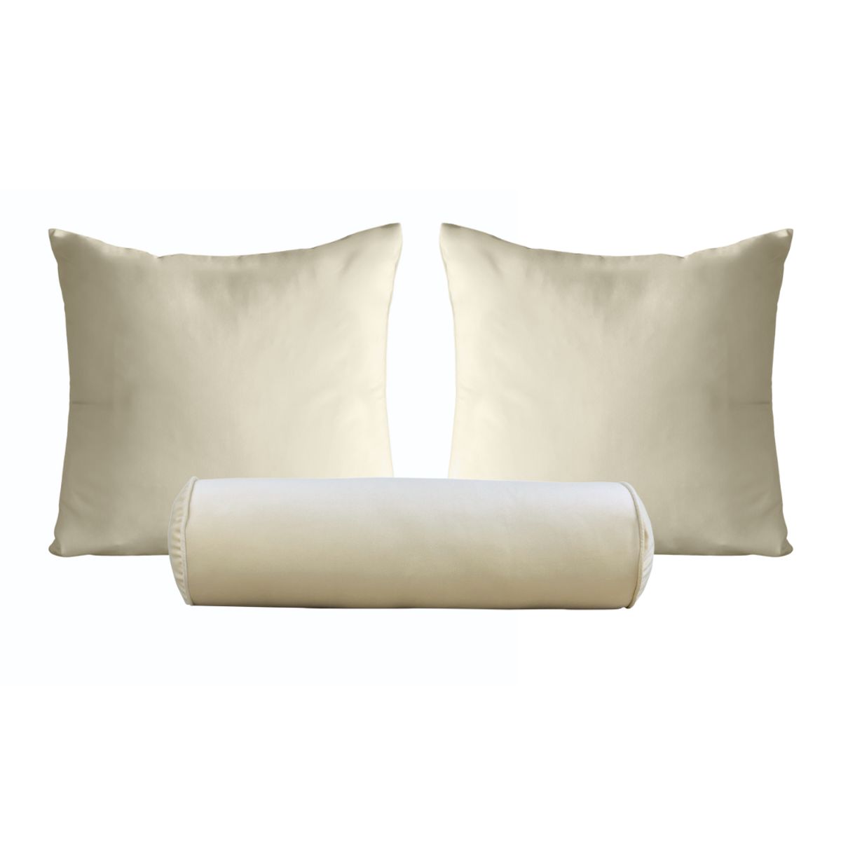 GENERICO - Set de 2 cojines 50 x 50 cm + 1 cojín cilíndrico - Crema