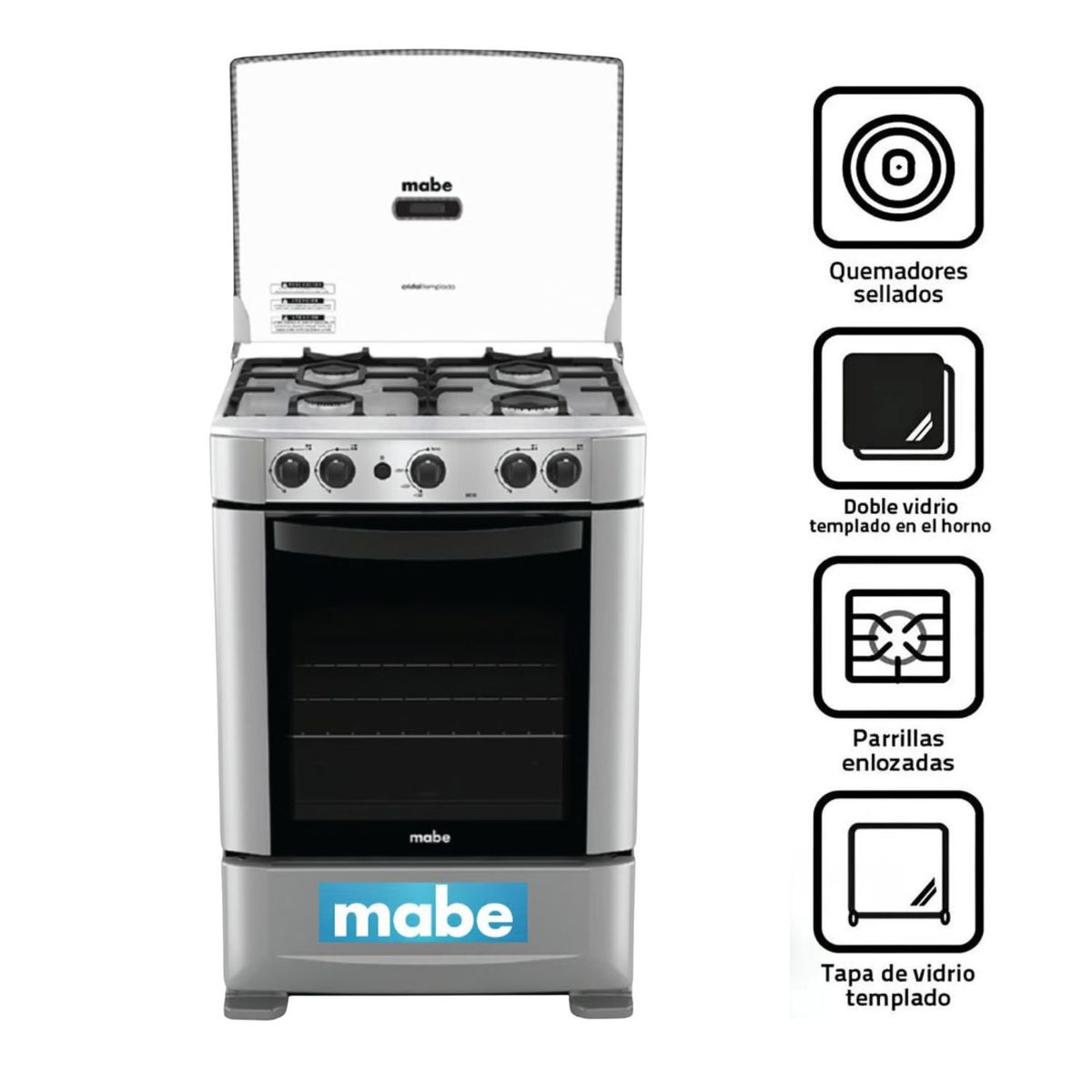 MABE - Cocina Mabe a Gas 4 Hornillas CMP6010FG0 - Inox