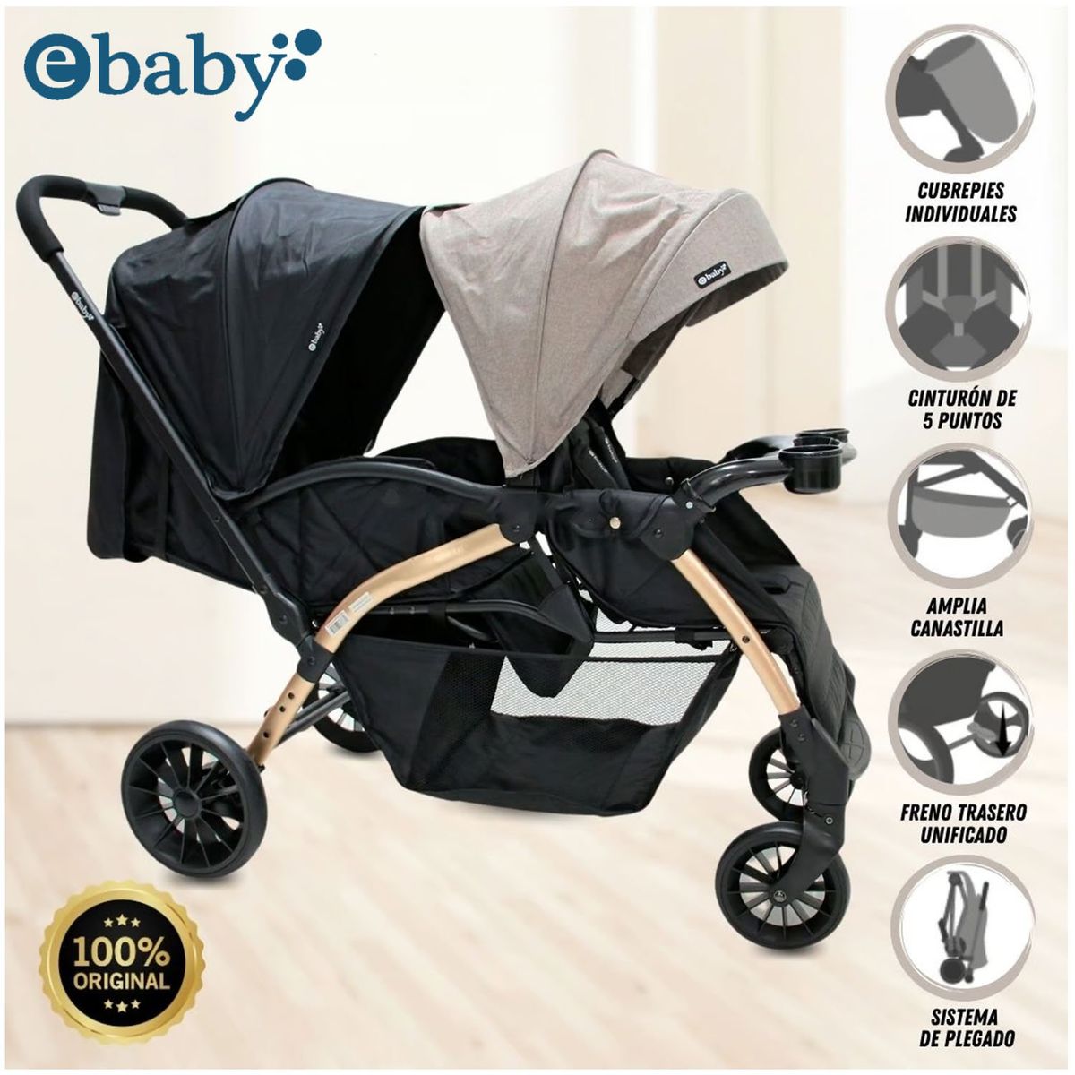 EBABY - Coche Mellicero «FRANCIA» Ebaby Beige