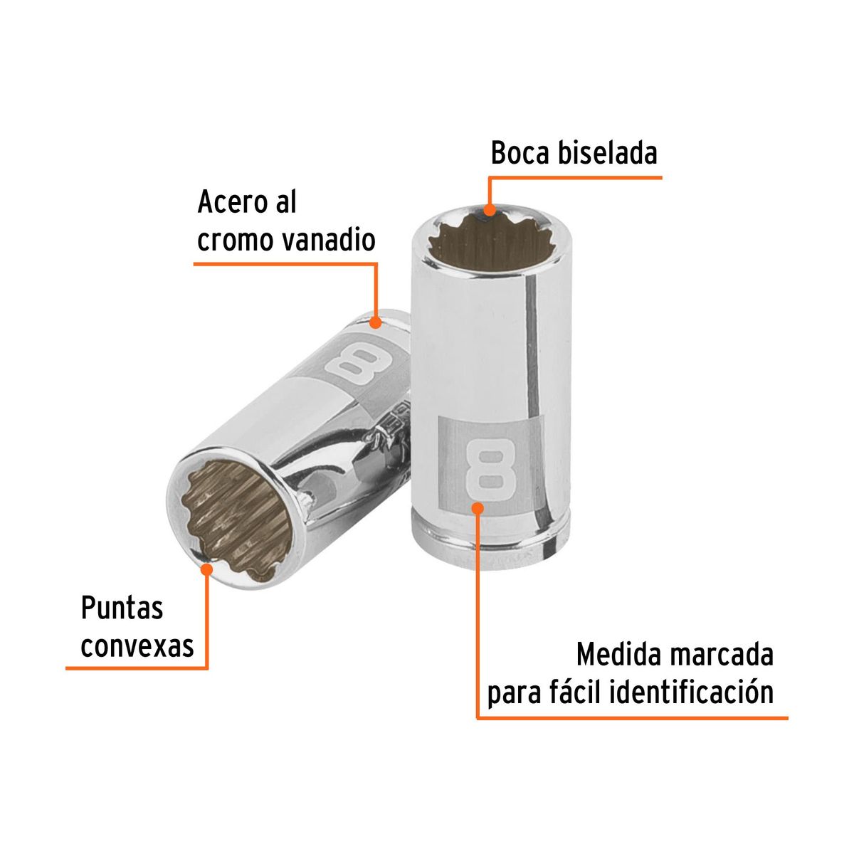 TRUPER - Dado 8mm Poligonal Encastre de 1/4" 100980 Truper