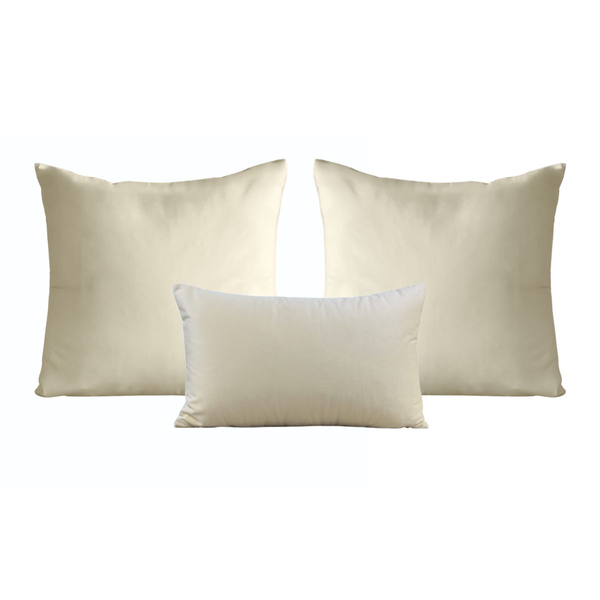 GENERICO - Set de 2 cojines 50 x 50 cm + 1 cojín 30 x 50 cm - Crema