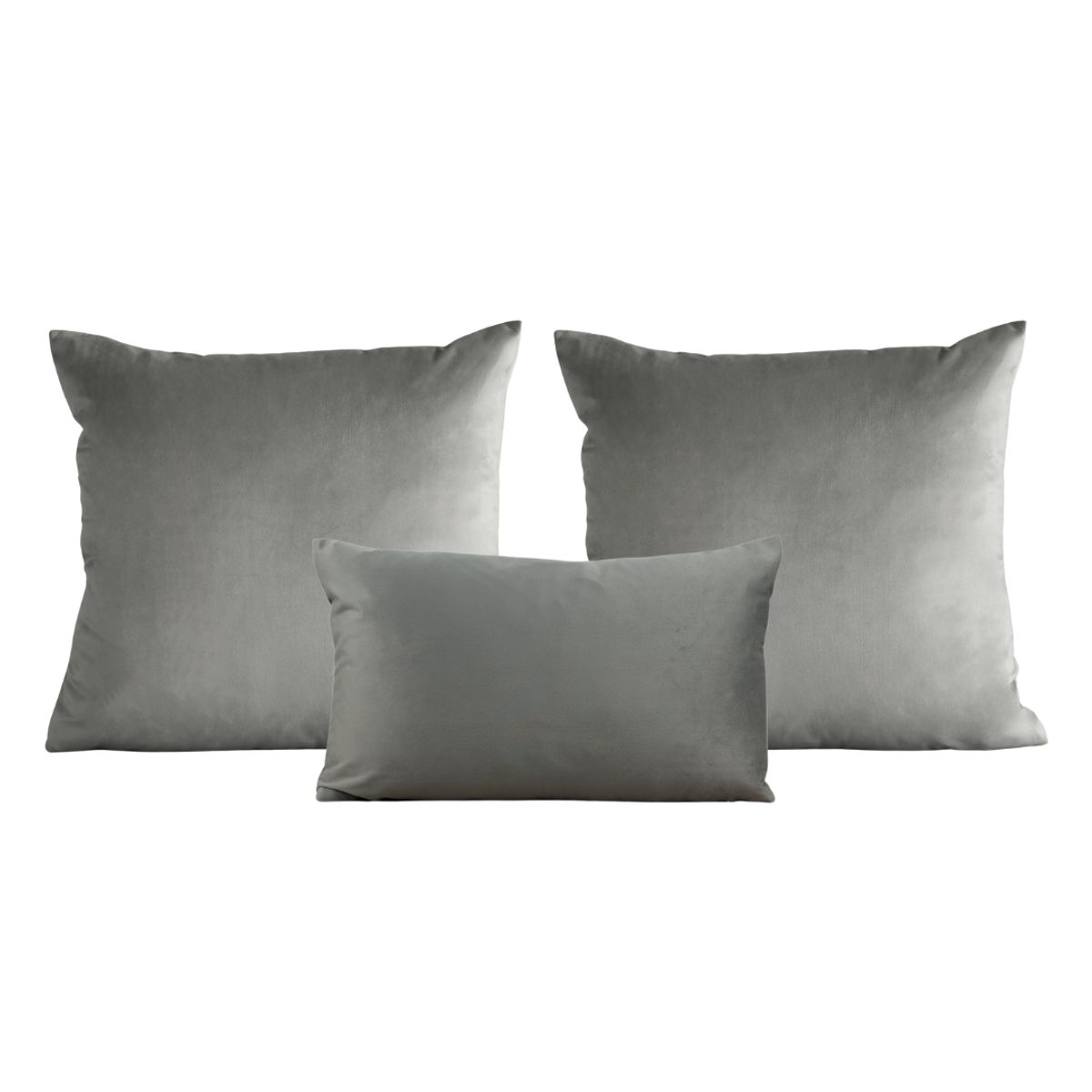 GENERICO - Set de 2 cojines 50 x 50 cm + 1 cojín 30 x 50 cm - Gris