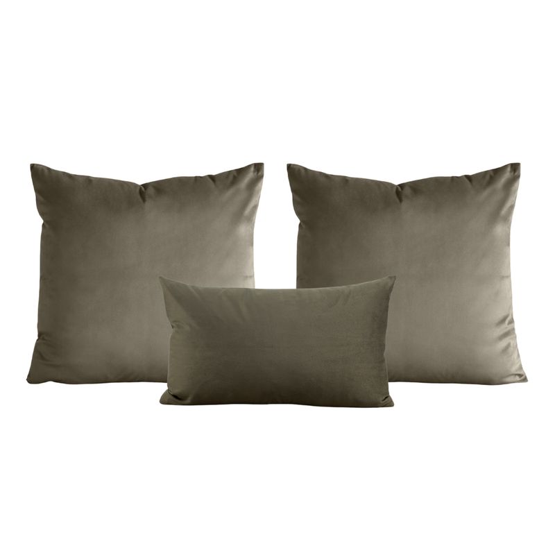 GENERICO - Set de 2 cojines 50 x 50 cm + 1 cojín 30 x 50 cm - Taupe