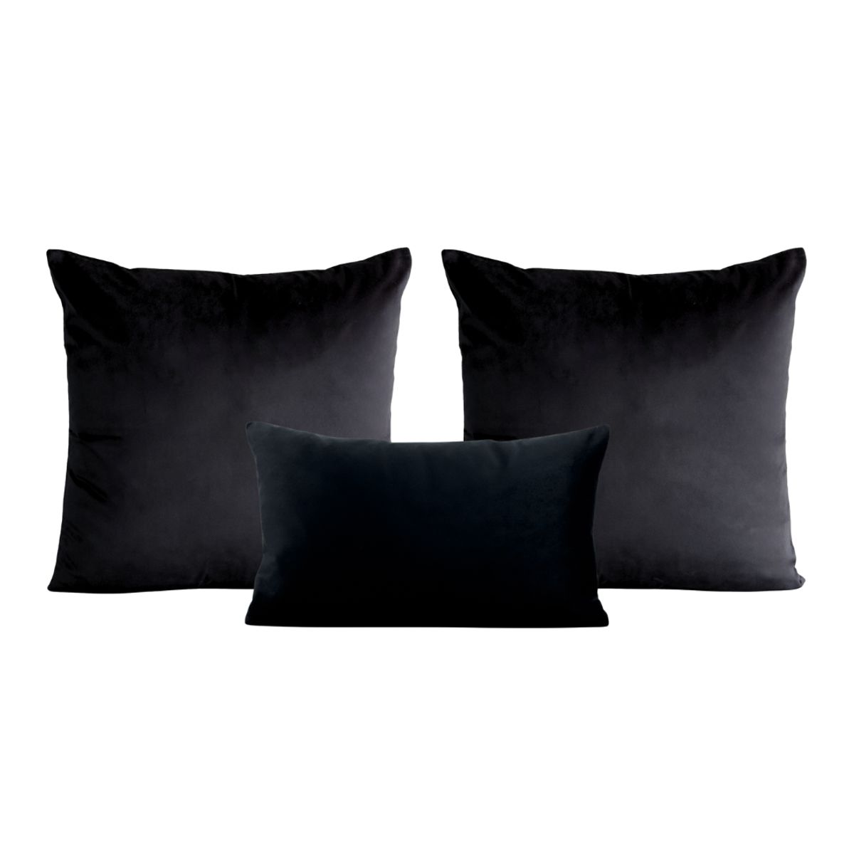 GENERICO - Set de 2 cojines 50 x 50 cm + 1 cojín 30 x 50 cm -  Negro