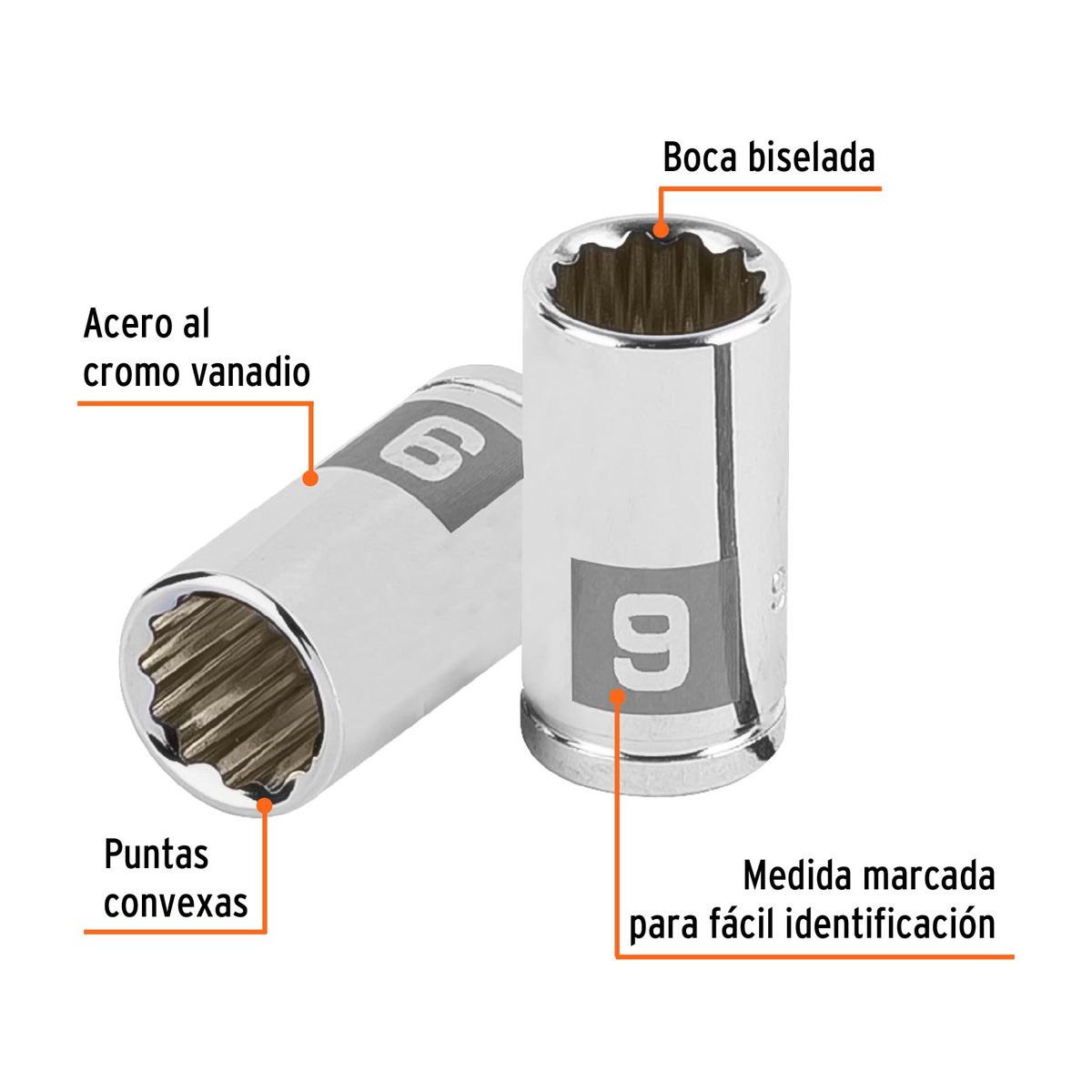 TRUPER - Dado 9mm Poligonal Encastre de 1/4" 100981 Truper