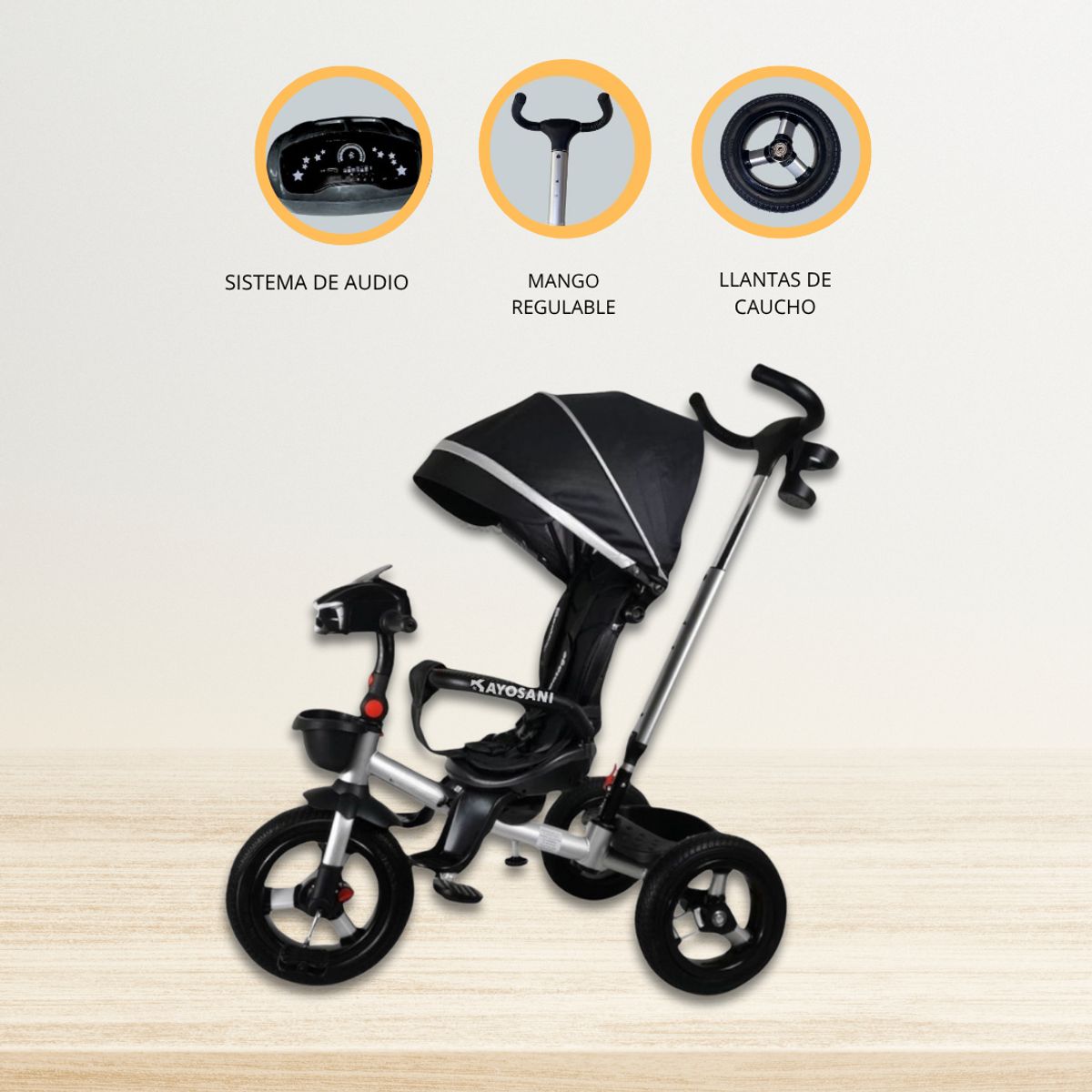 BABY - Triciclo Guiador BELEONY Black