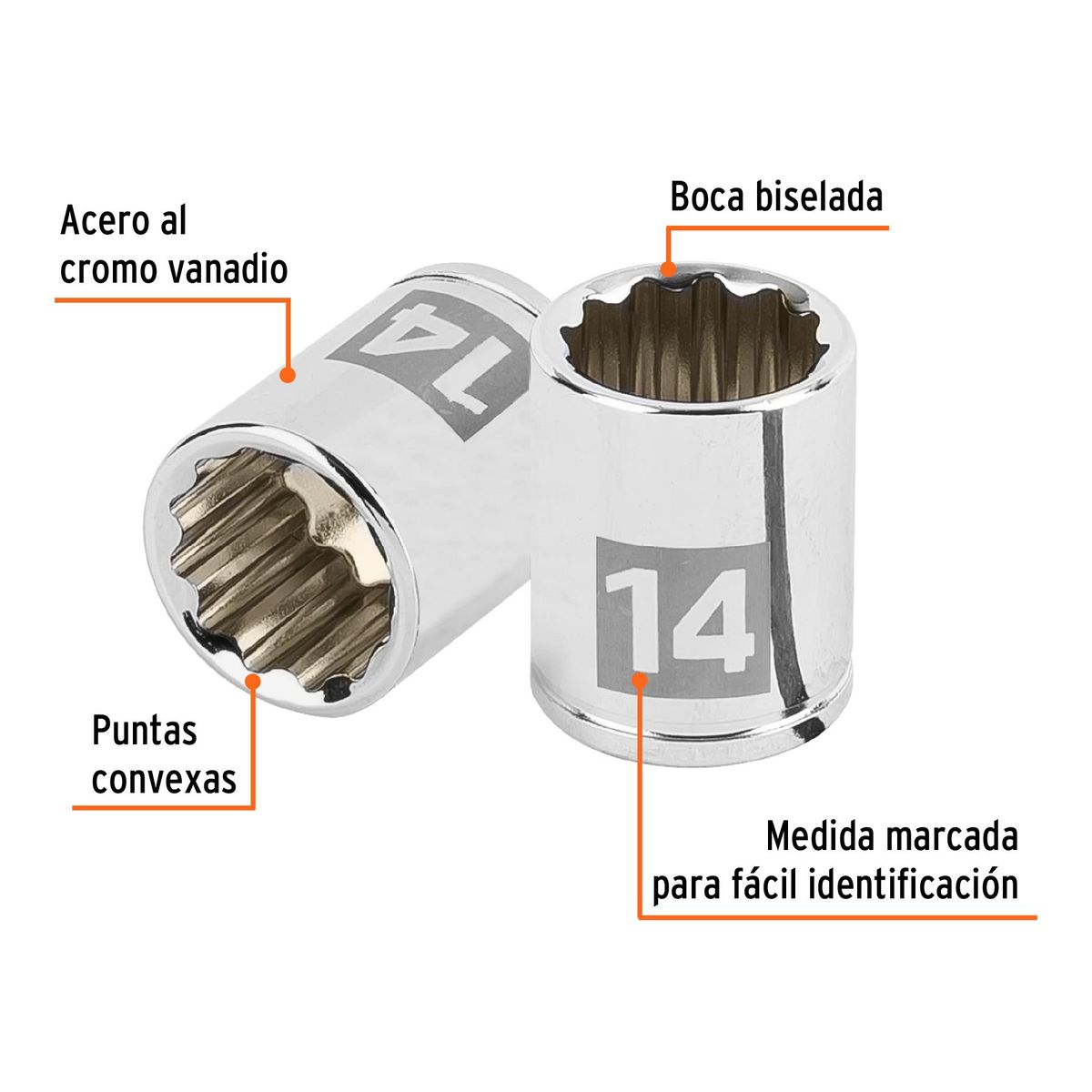 Truper - Dado 14mm Poligonal Encastre de 1/4" 100953 Truper