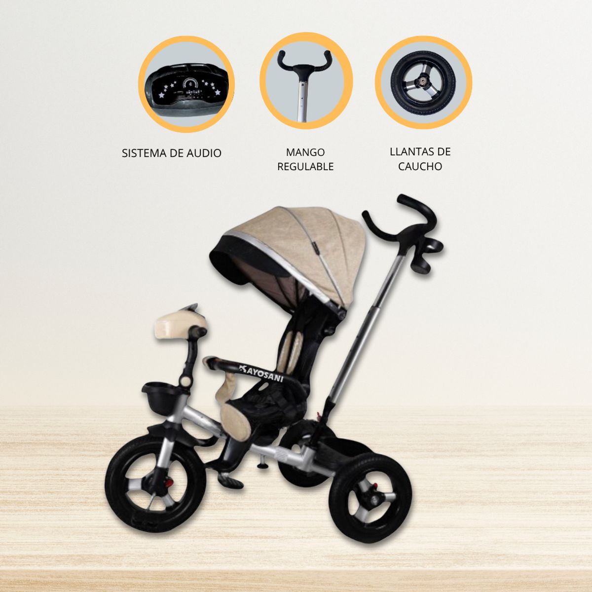 BABY - Triciclo Guiador BELEONY Beige