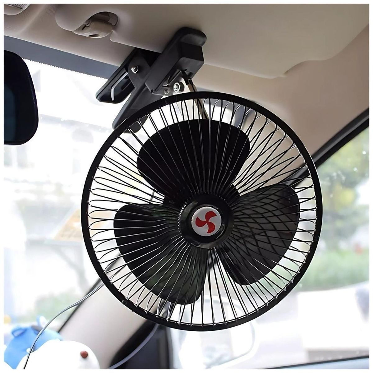 GENERICO - Ventilador Portátil Multifunción de 3 Aspas con Pinza Para Auto 12V-24V - Negro - M
