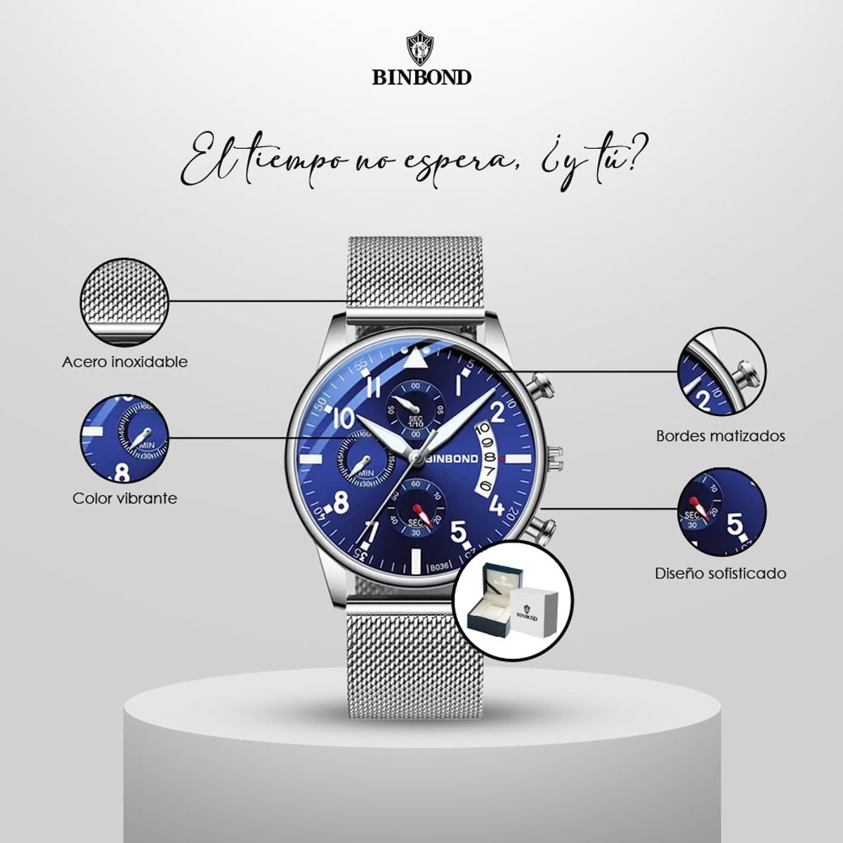 GENERICO - Reloj BINBOND para Hombre - Elegante - Acero