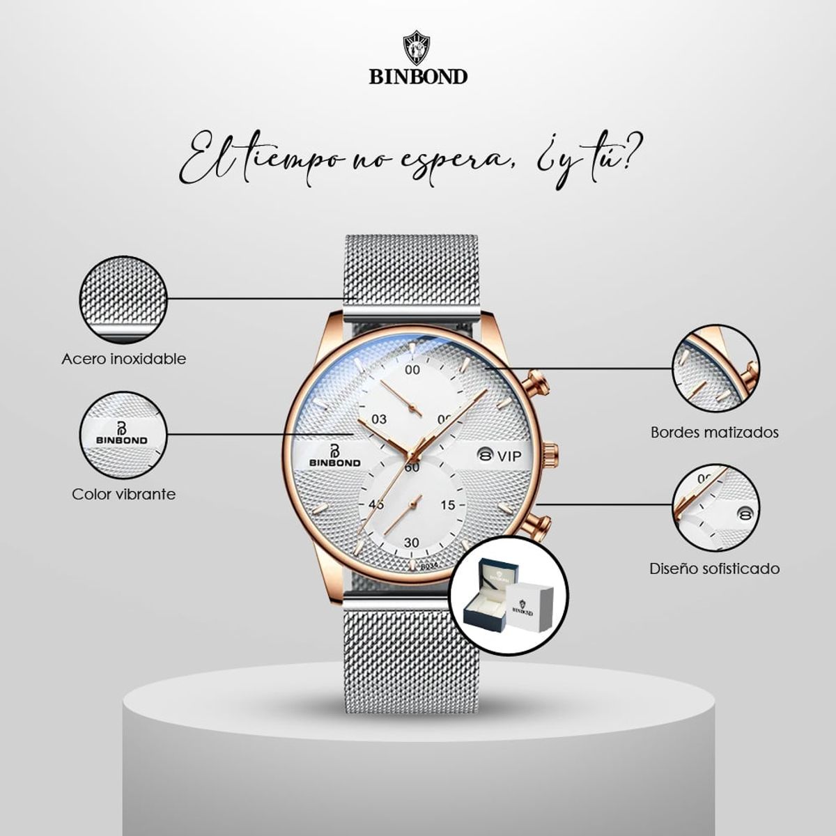 GENERICO - Reloj BINBOND para Hombre - Elegante - Acero