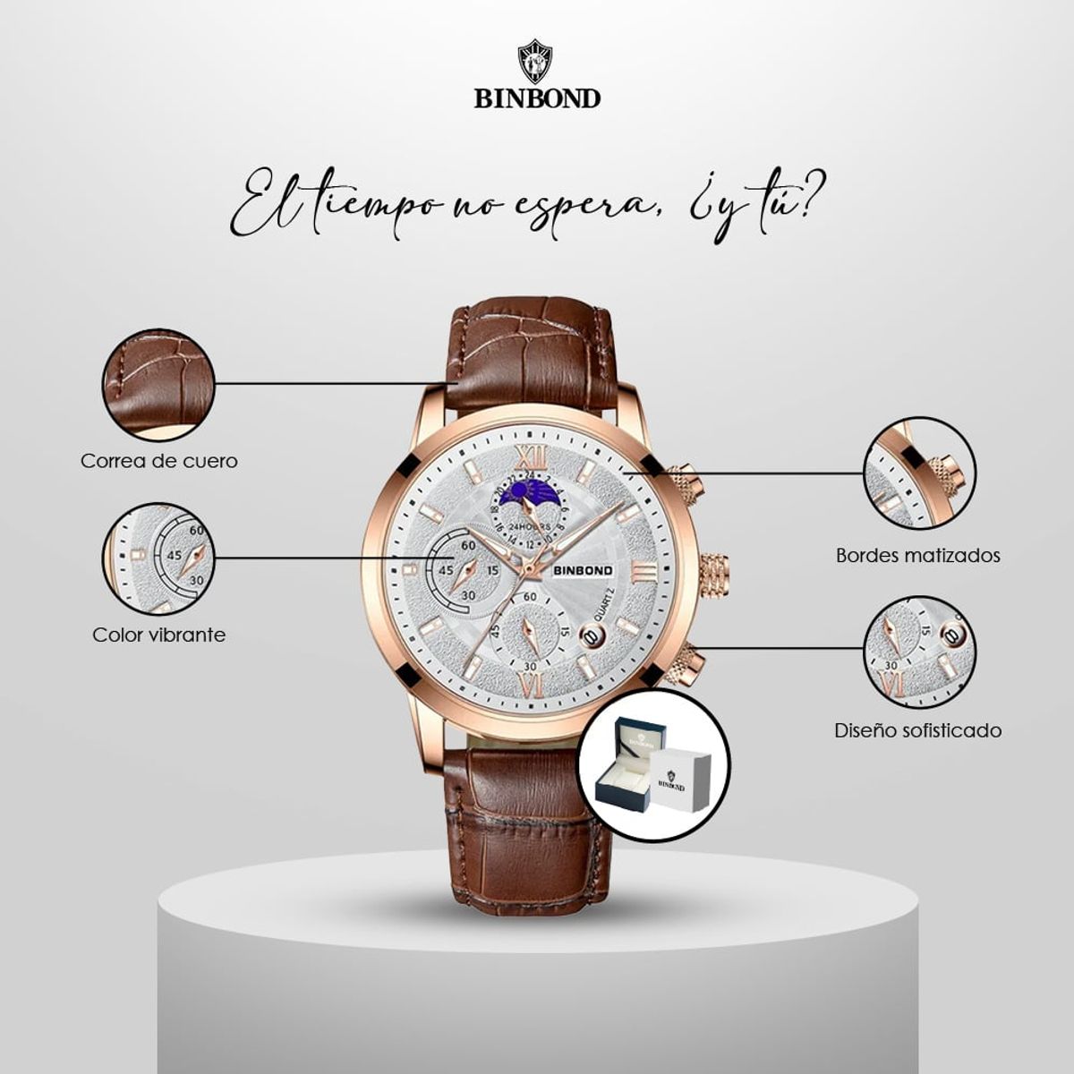 GENERICO - Reloj BINBOND para Hombre - Elegante - Cuero