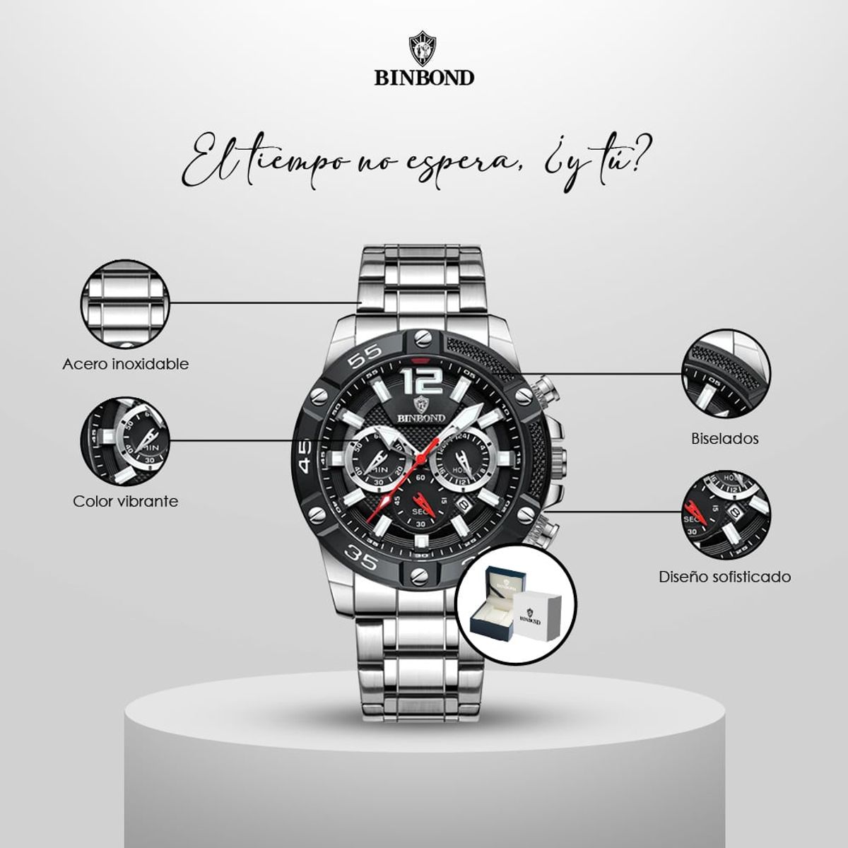 GENERICO - Reloj BINBOND para Hombre - Elegante - Acero