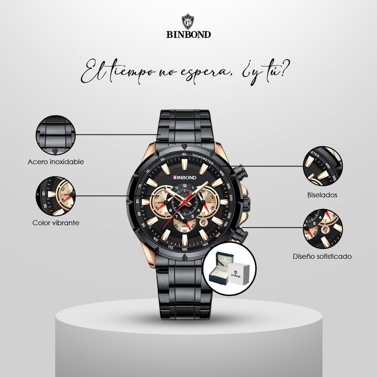 GENERICO - Reloj BINBOND para Hombre - Elegante - Acero