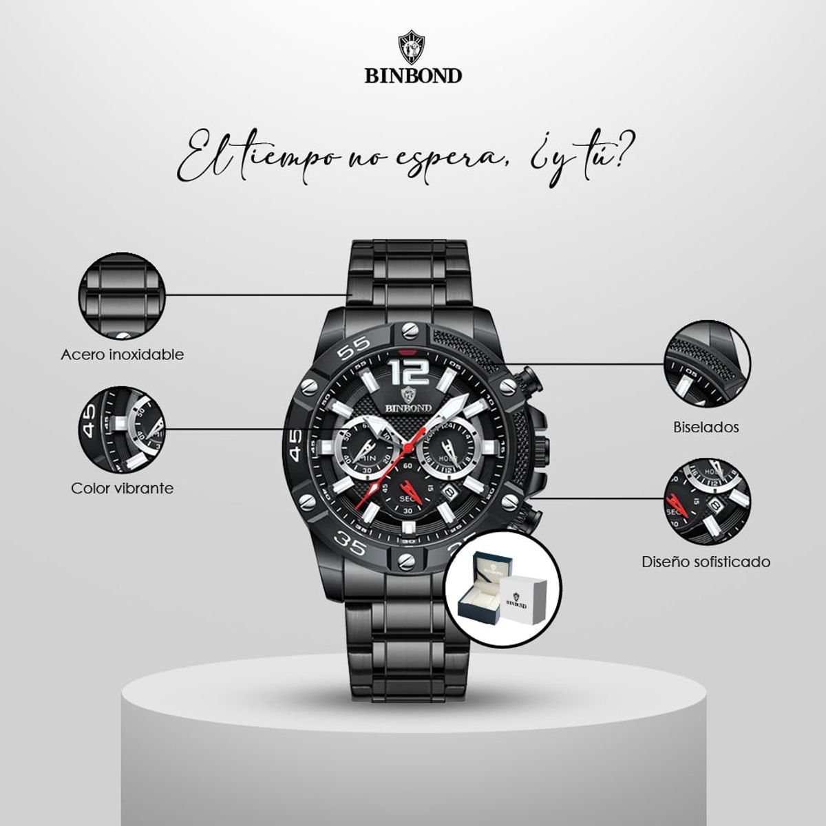 GENERICO - Reloj BINBOND para Hombre - Elegante - Acero