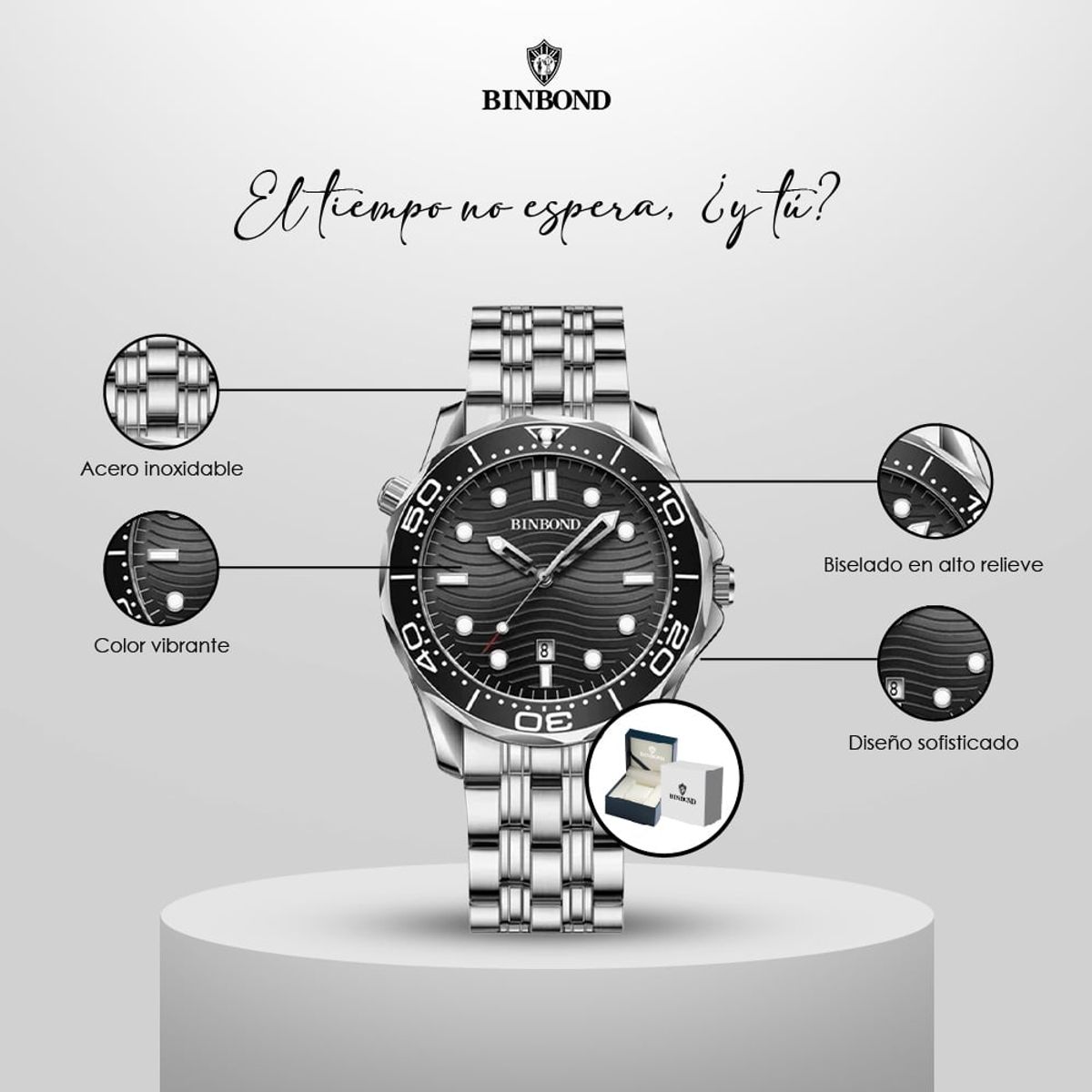 GENERICO - Reloj BINBOND para Hombre - Elegante - Acero