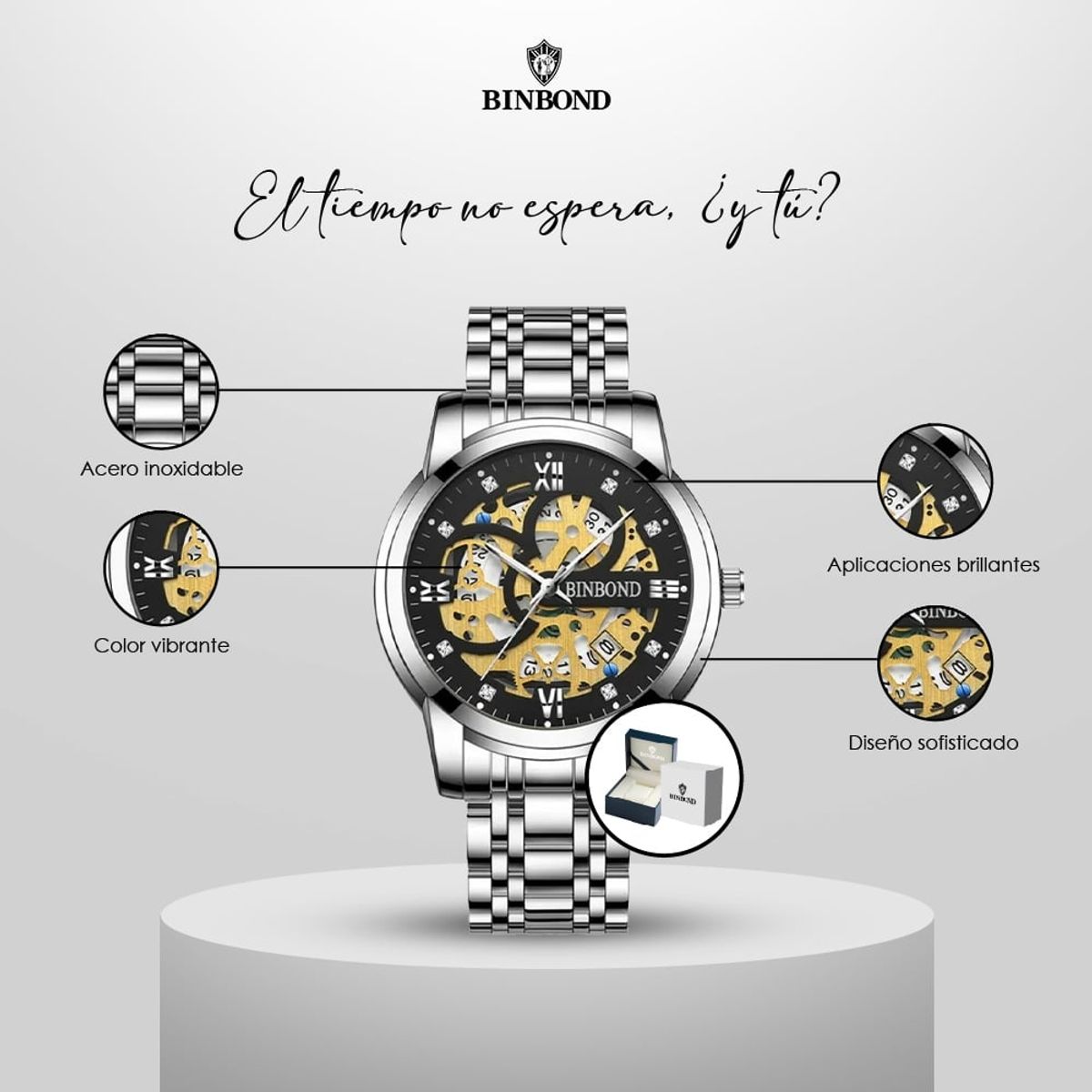 GENERICO - Reloj BINBOND para Hombre - Elegante - Acero