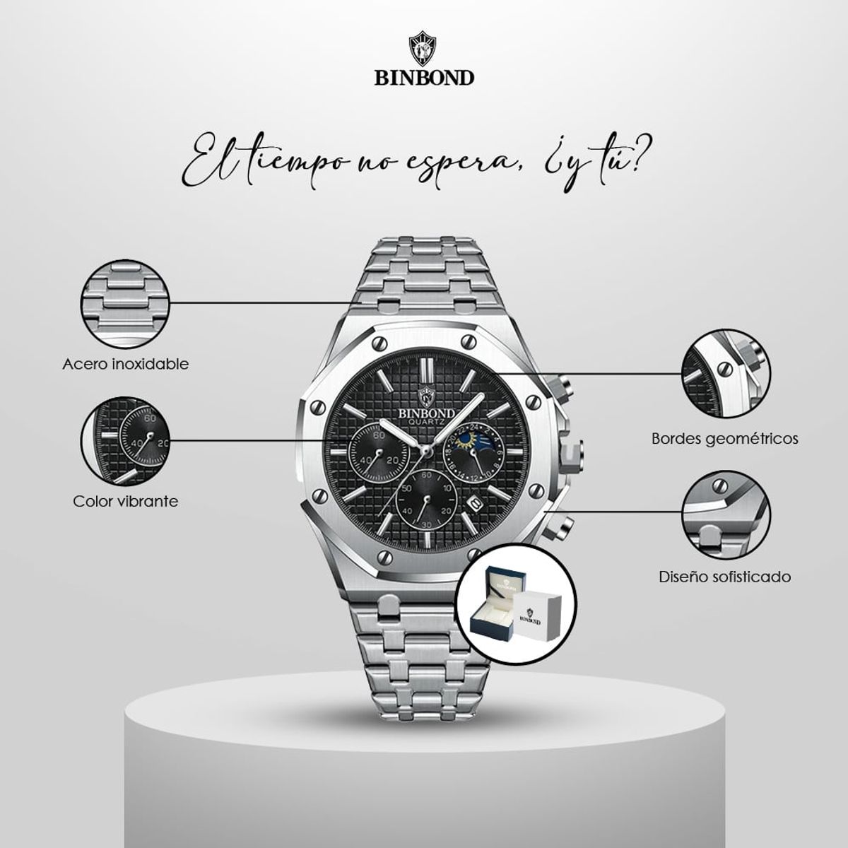 GENERICO - Reloj BINBOND para Hombre - Elegante - Acero