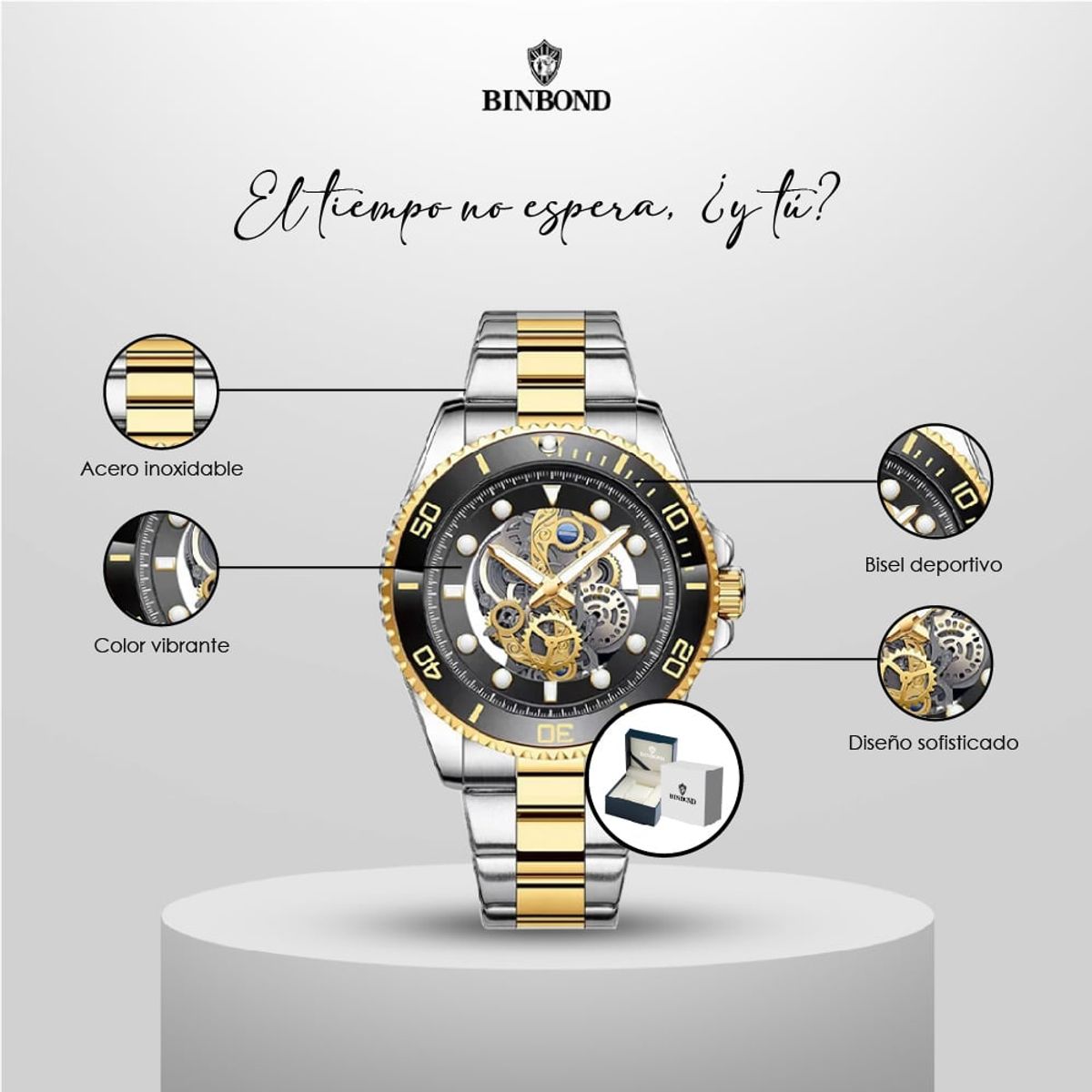 GENERICO - Reloj BINBOND para Hombre - Elegante - Acero