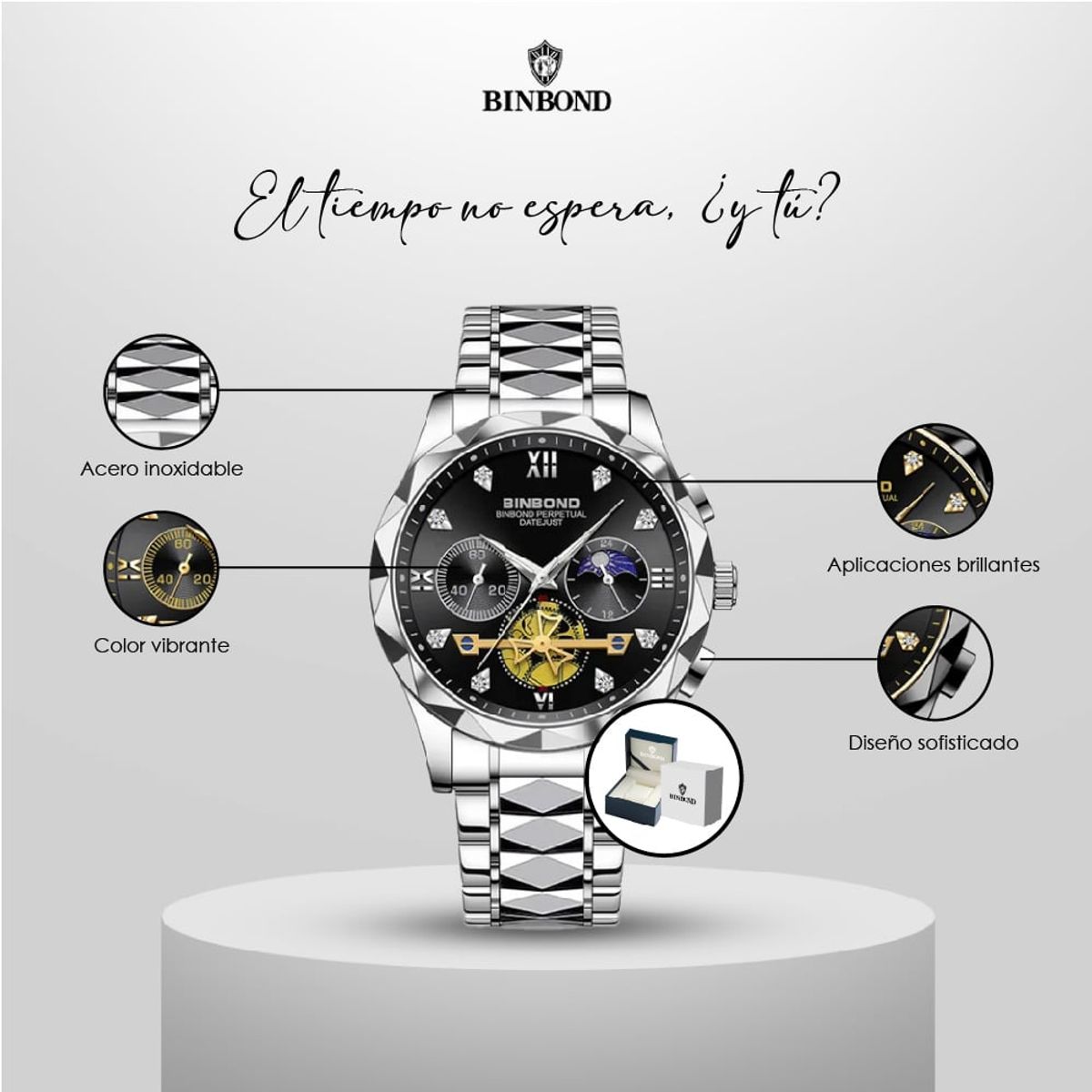 GENERICO - Reloj BINBOND para Hombre - Elegante - Acero