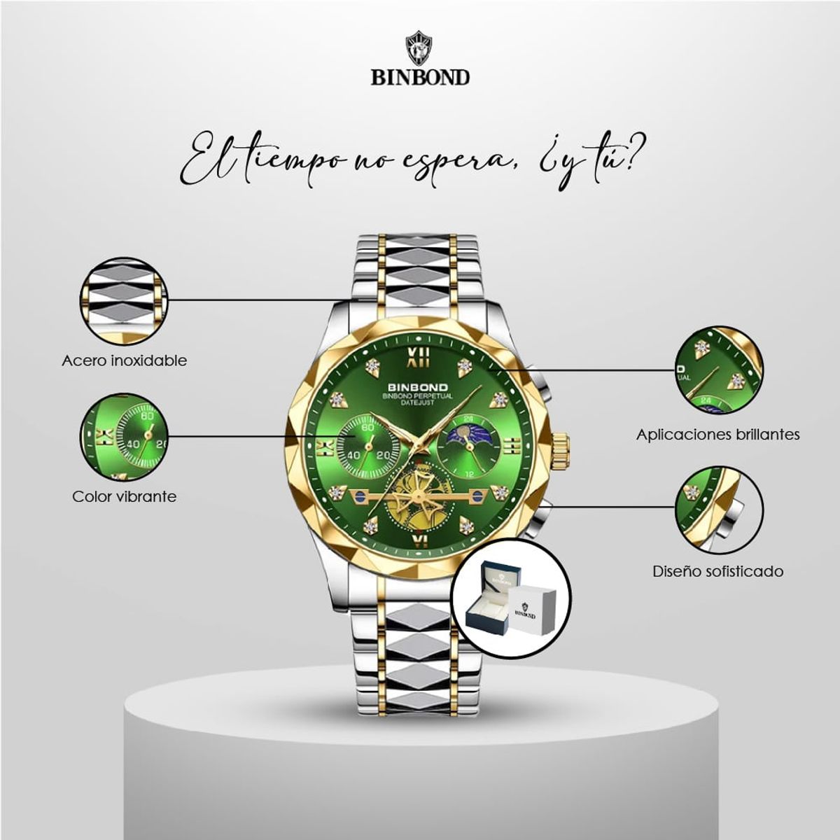 GENERICO - Reloj BINBOND para Hombre - Elegante - Acero