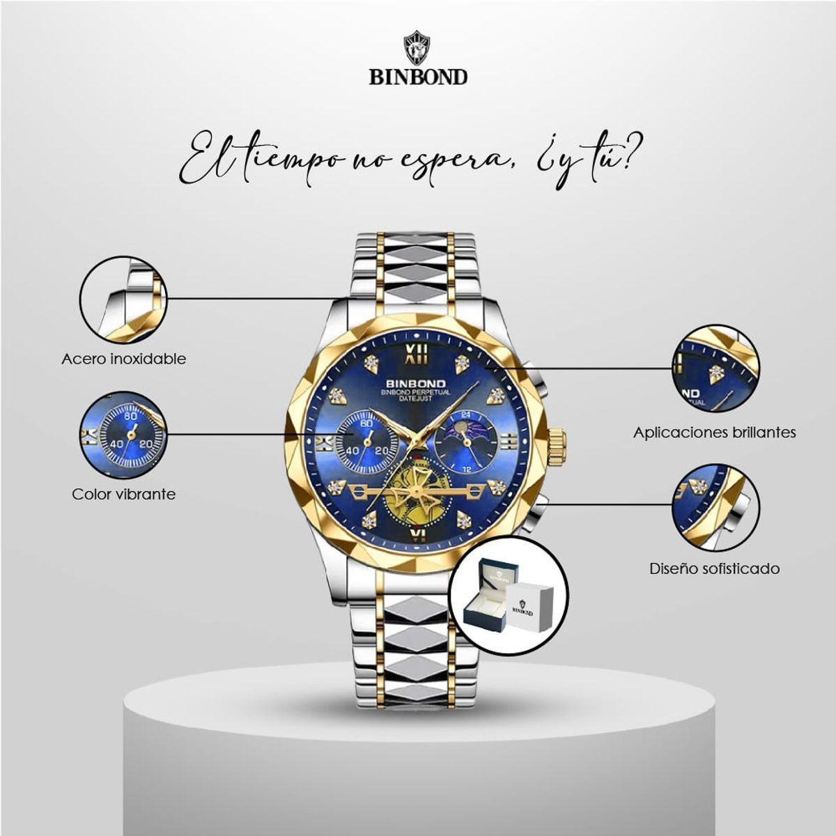 GENERICO - Reloj BINBOND para Hombre - Elegante - Acero