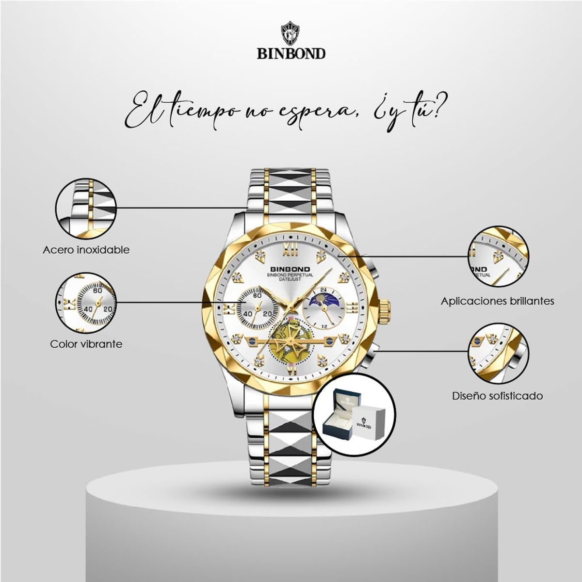 GENERICO - Reloj BINBOND para Hombre - Elegante - Acero