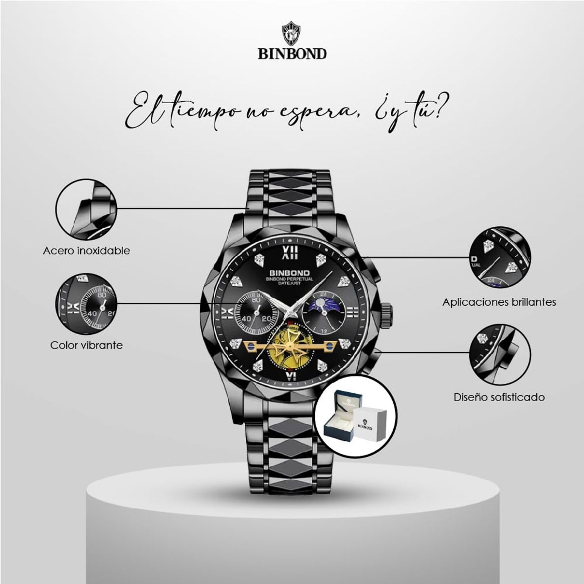 GENERICO - Reloj BINBOND para Hombre - Elegante - Acero