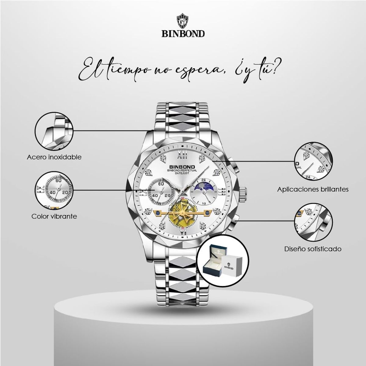 GENERICO - Reloj BINBOND para Hombre - Elegante - Acero