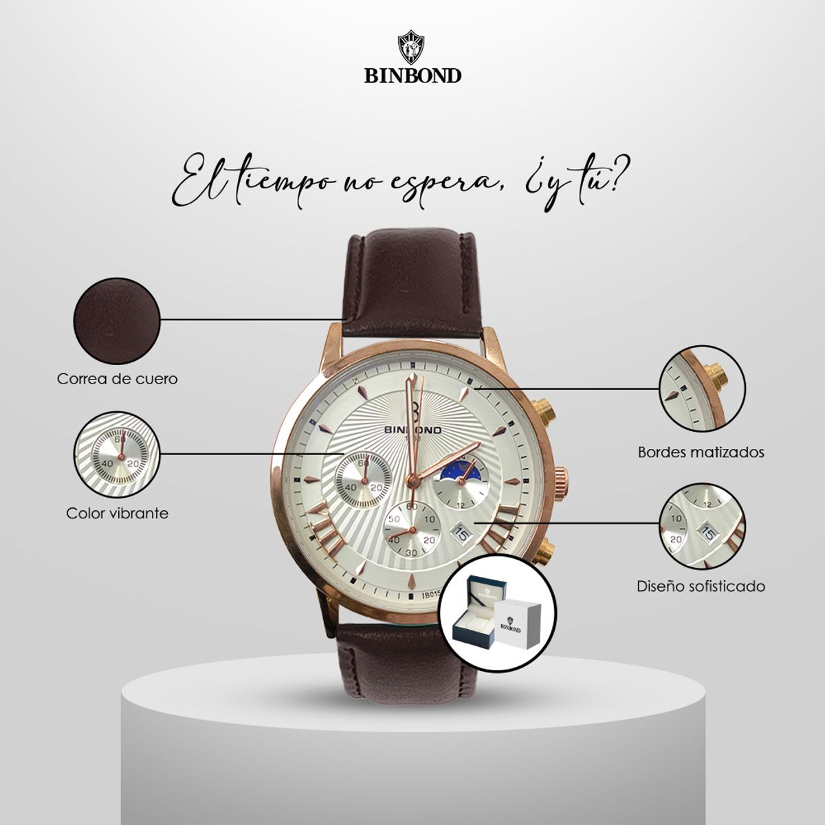 GENERICO - Reloj BINBOND para Hombre - Elegante - Cuero