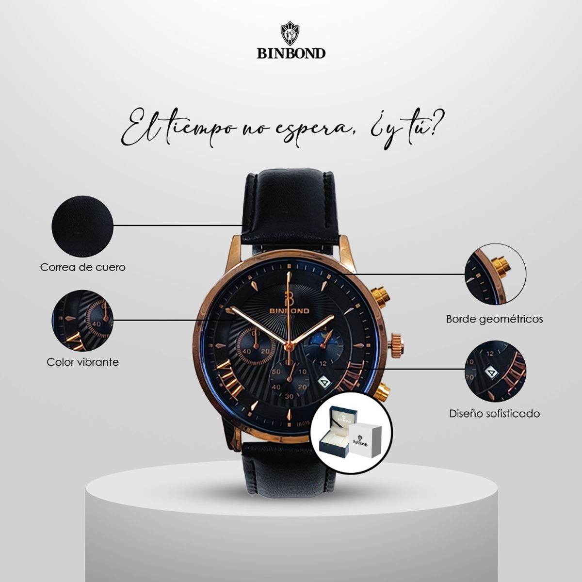 GENERICO - Reloj BINBOND para Hombre - Elegante - Cuero