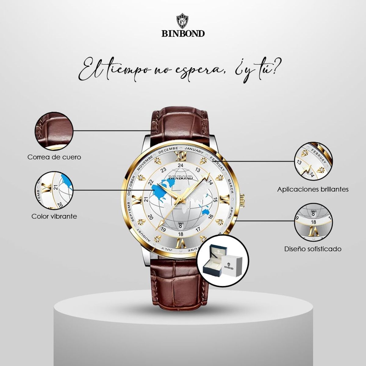 GENERICO - Reloj BINBOND para Hombre - Elegante - Cuero