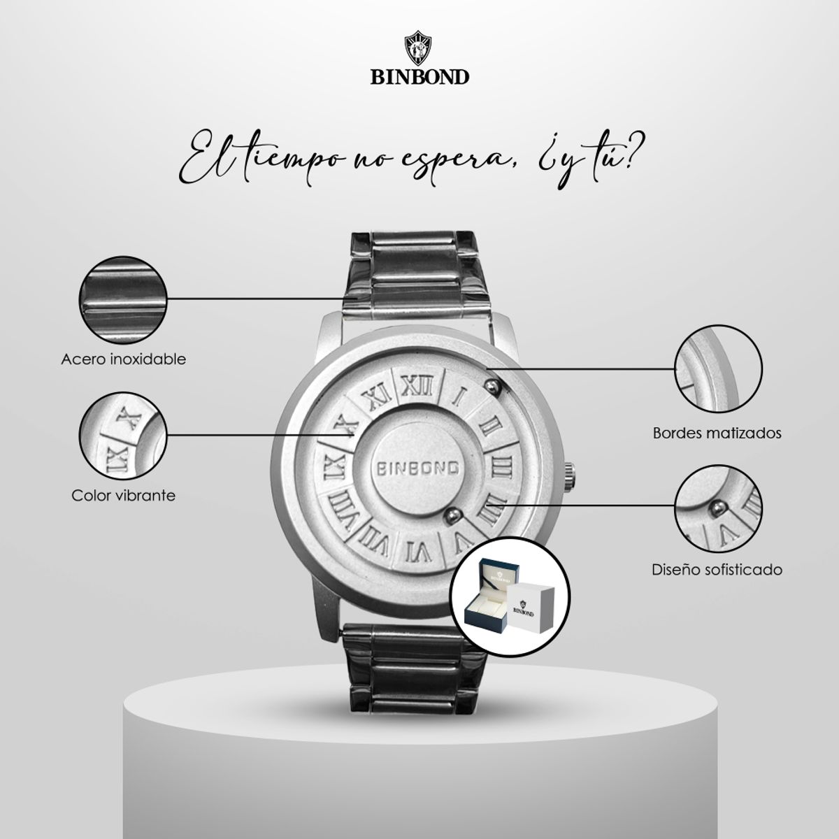 GENERICO - Reloj BINBOND para Hombre - Elegante - Acero