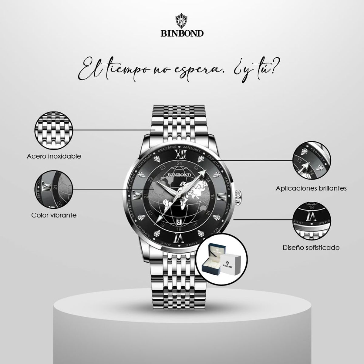 GENERICO - Reloj BINBOND para Hombre - Elegante - Acero