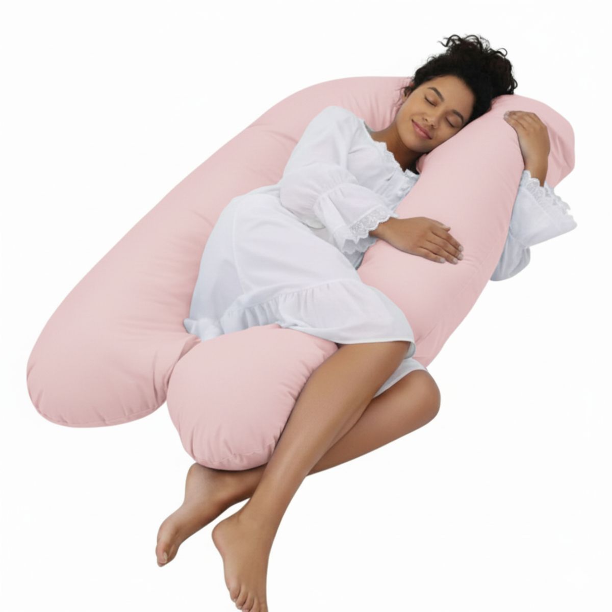 GENERICO - Almohadón Antes y Después Embarazada Lumbar Rosa 360°
