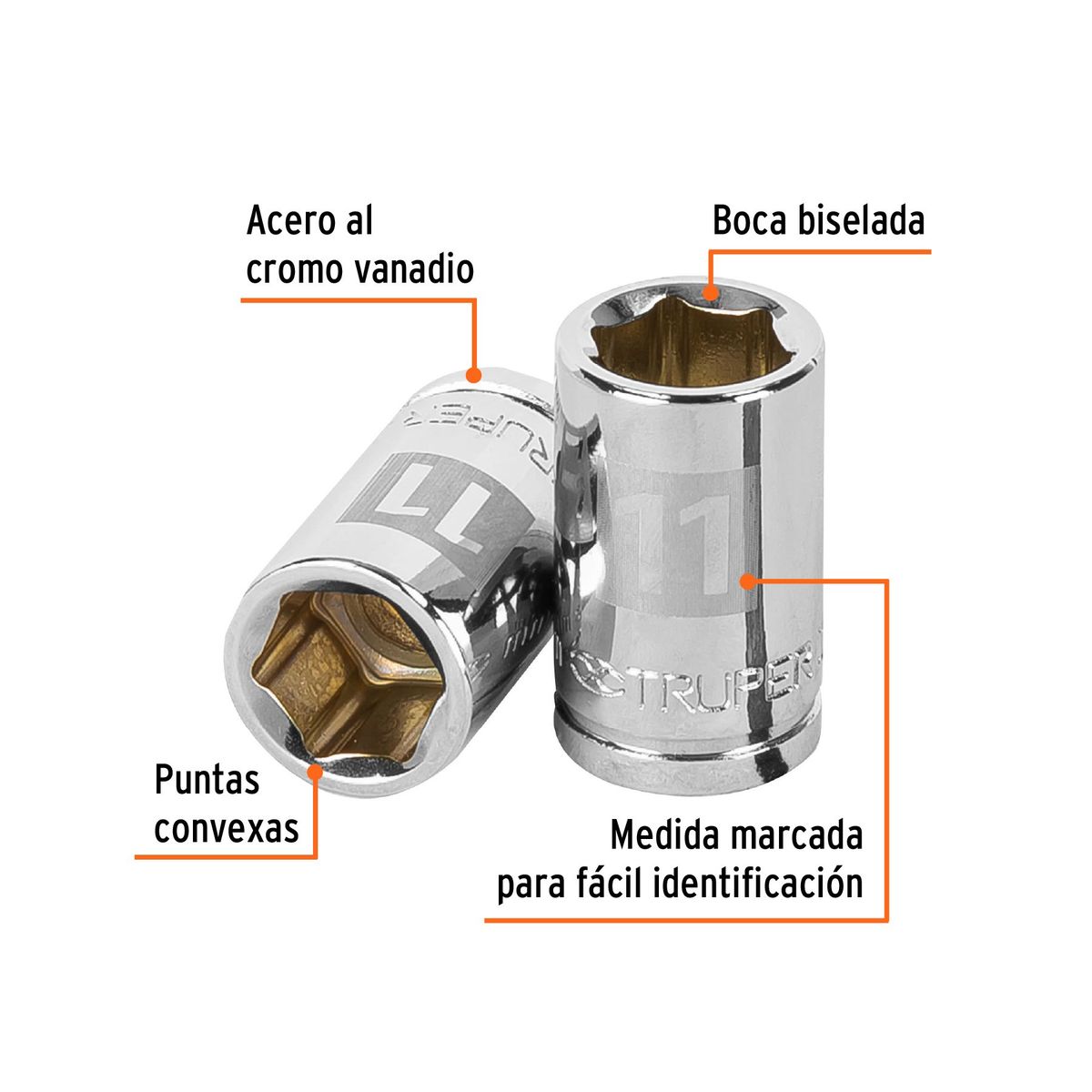 TRUPER - Dado 11mm Hexagonal Encastre de 3/8" 13675 Truper