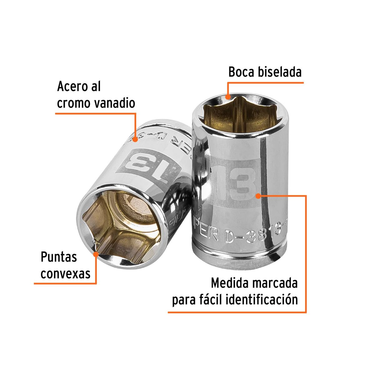 Truper - Dado 13mm Hexagonal Encastre de 3/8" 13677 Truper