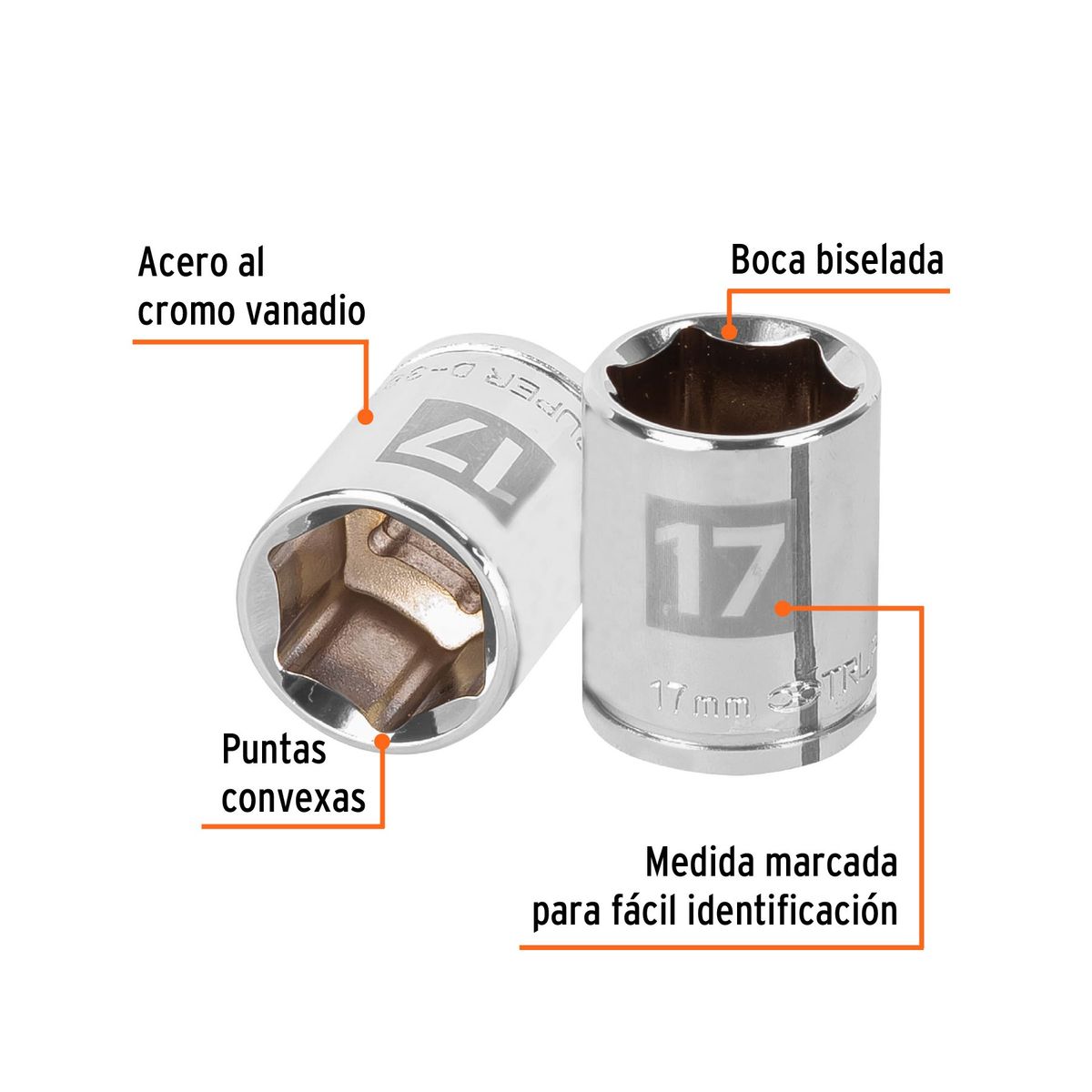 TRUPER - Dado 17mm Hexagonal Encastre de 3/8" 13681 Truper