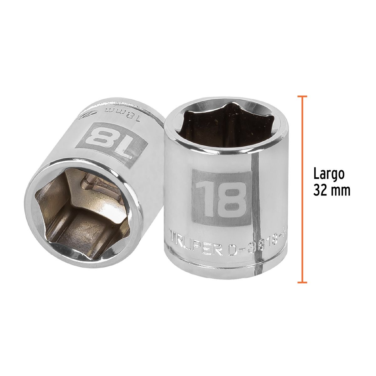 TRUPER - Dado 18mm Hexagonal Encastre de 3/8" 13682 Truper