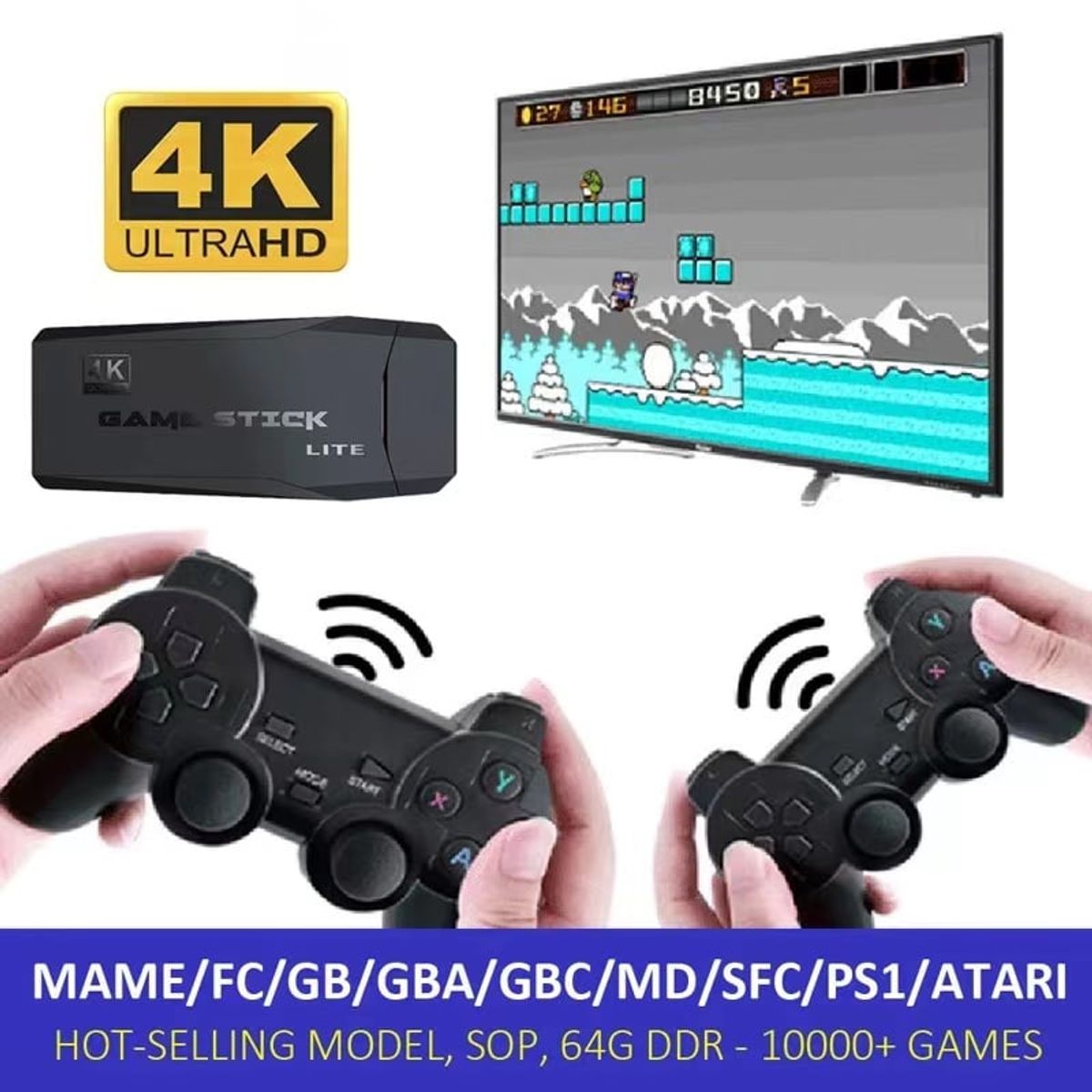 CORRERREY - Consola de videojuegos M8 24G 4K HD 20000+ juegos clásicos 64Gb