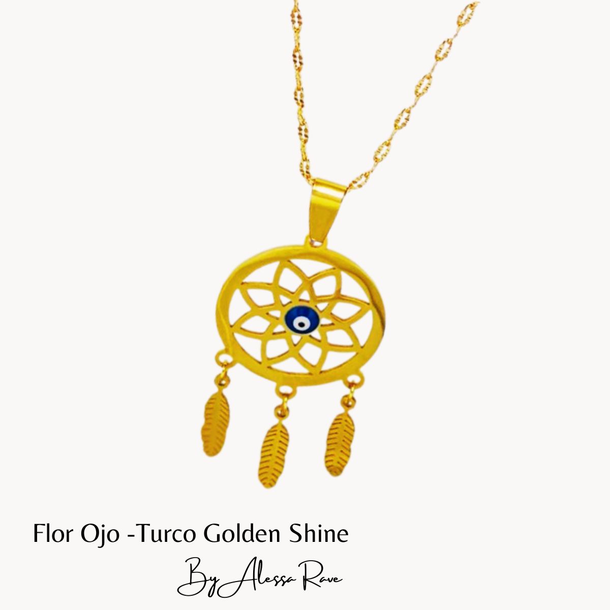 GENERICO - DIJE COLGANTE FLOR-OJO TURCO GOLDEN SHINE