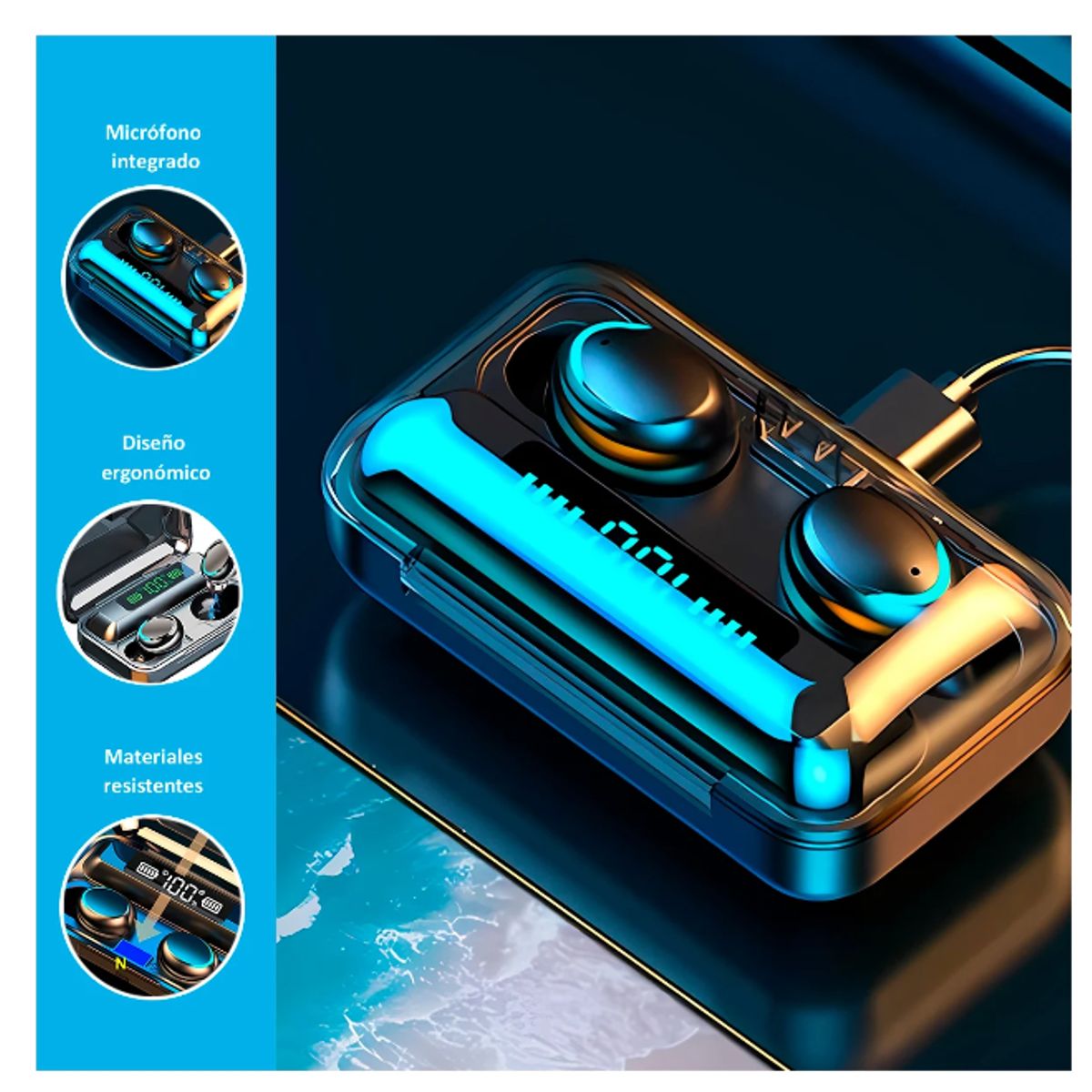 GENERICO - Audifonos Gamer con MIrador de carga Bluetooh