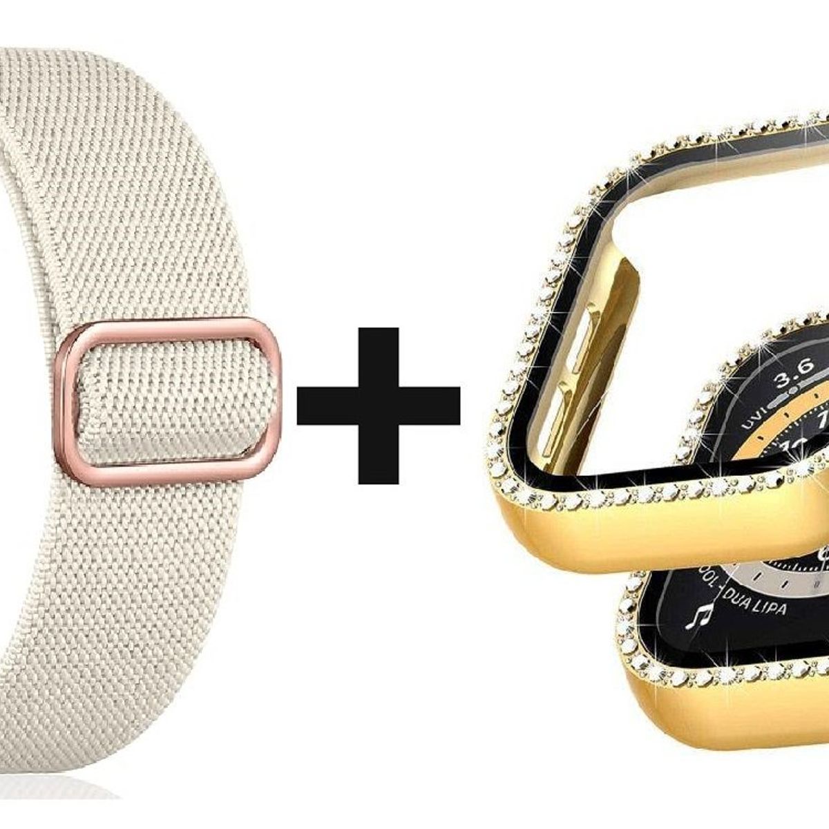 GENERICO - CORREA NYLON + BUMPER PARA APPLE WATCH BRILLOS DORADO 40 MM