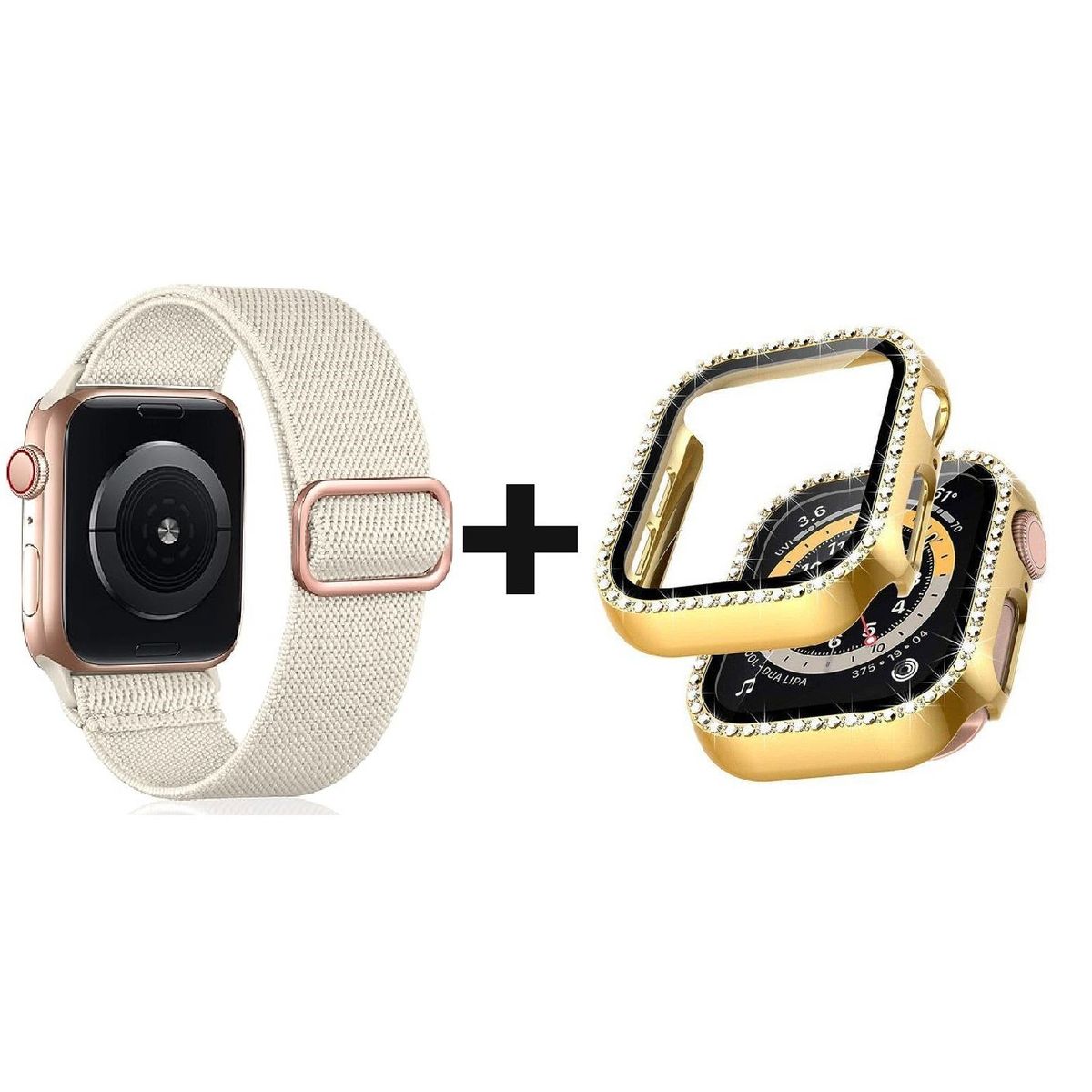 GENERICO - CORREA NYLON + BUMPER PARA APPLE WATCH BRILLOS DORADO 40 MM