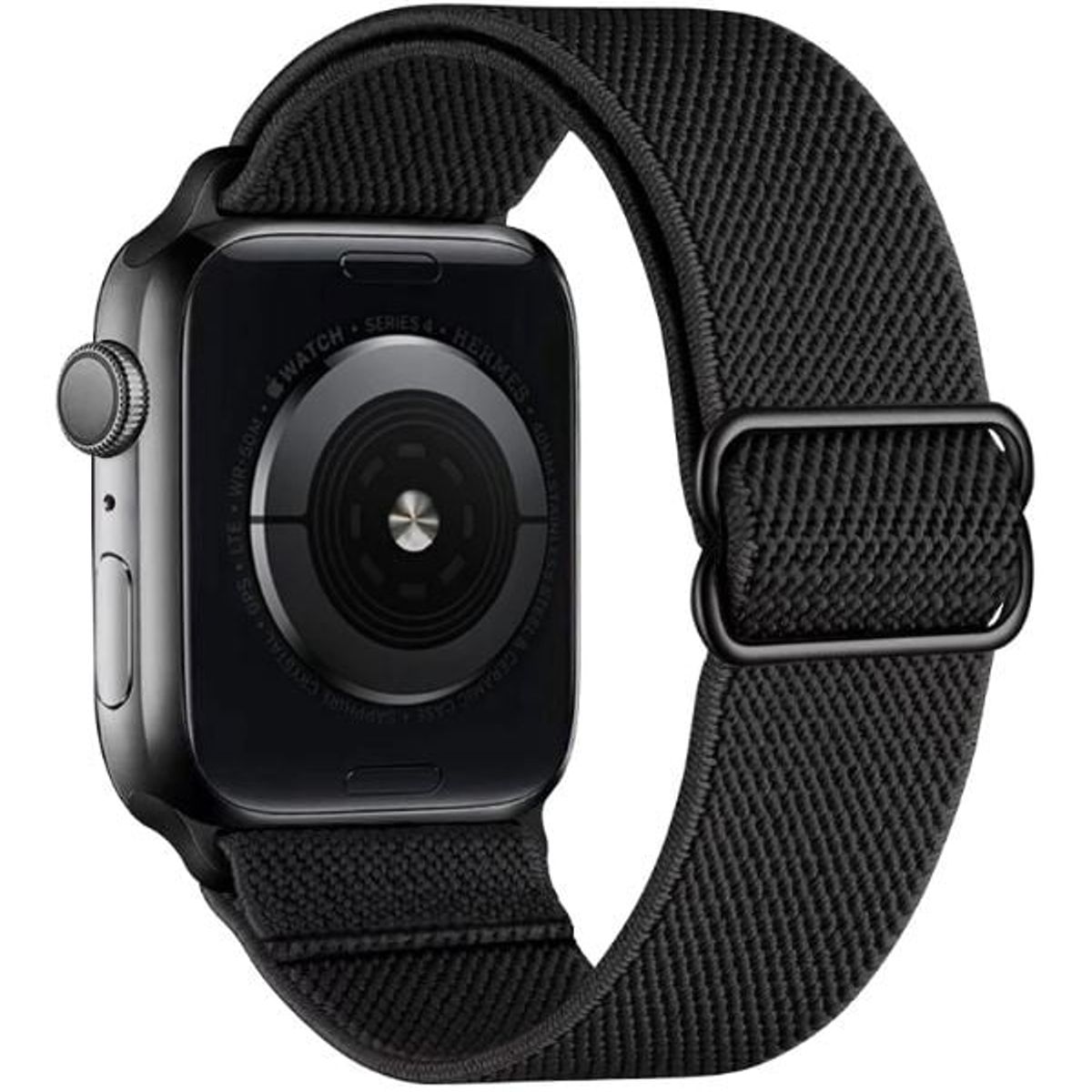 GENERICO - CORREA NYLON + BUMPER PARA APPLE WATCH BRILLOS NEGRO 44 MM