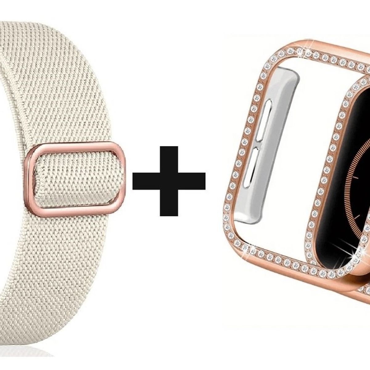 GENERICO - CORREA NYLON + BUMPER PARA APPLE WATCH BRILLOS BRONCE 45 MM