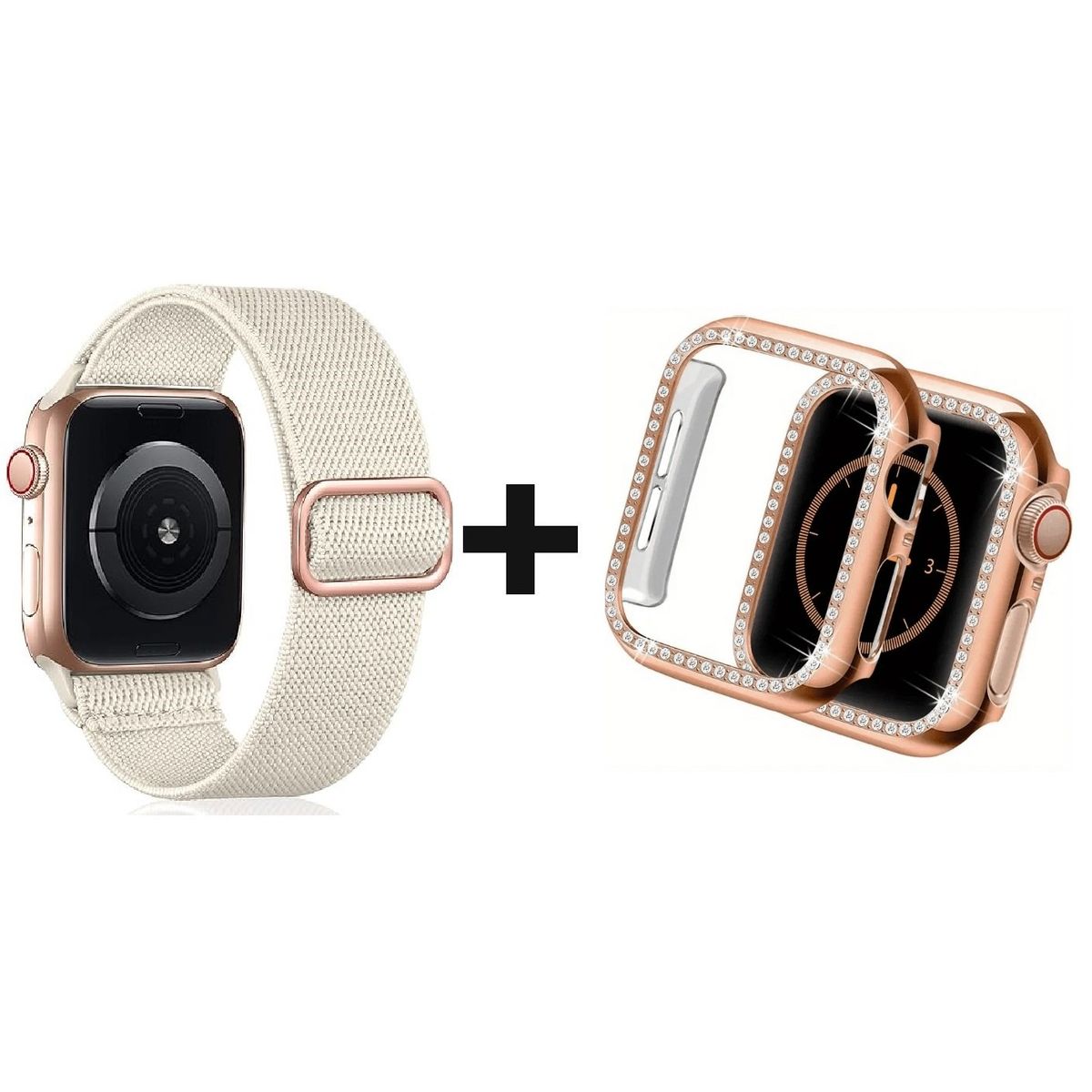 GENERICO - CORREA NYLON + BUMPER PARA APPLE WATCH BRILLOS BRONCE 49 MM