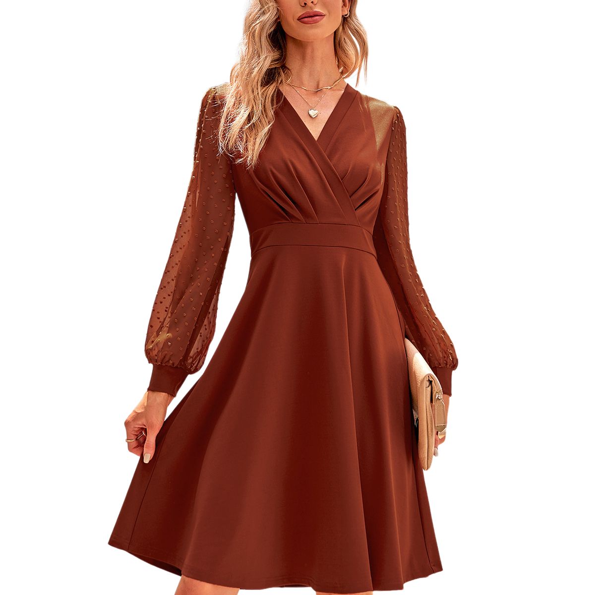 BLWOENS - Vestidos casuales de para mujeres - Marrón